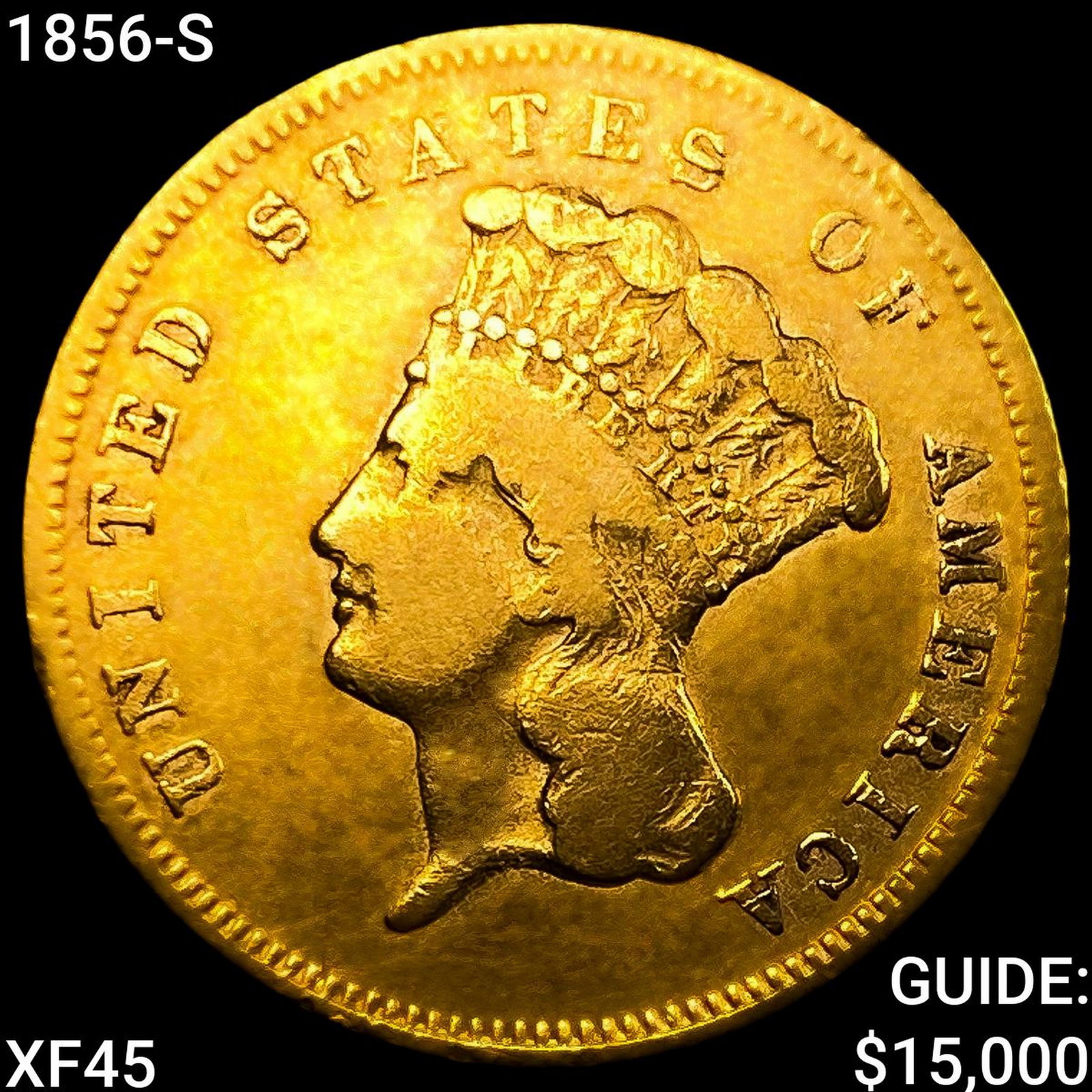 1856-S $3 Gold Piece: 1856-S $3 Gold Piece