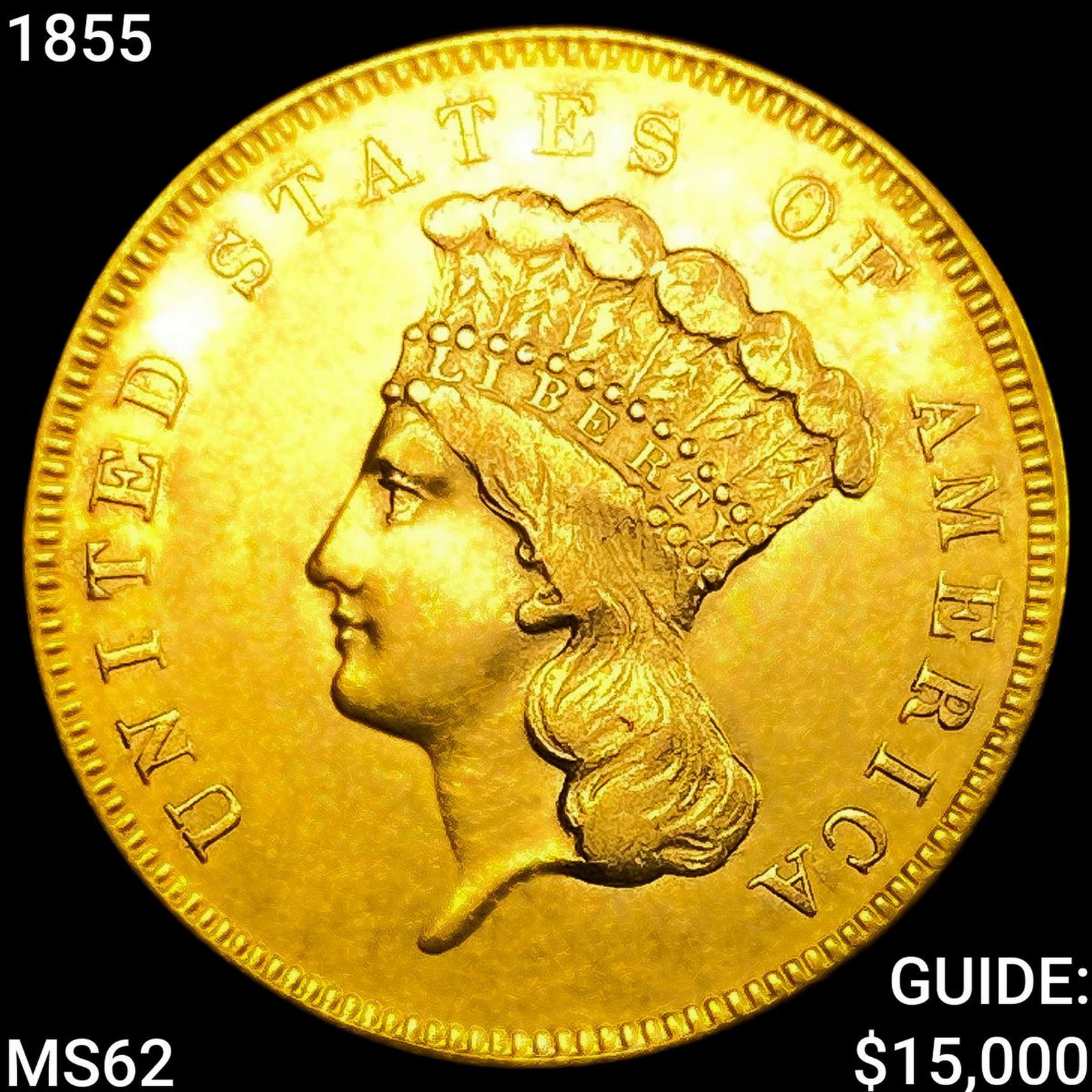 1855 $3 Gold Piece: 1855 $3 Gold Piece