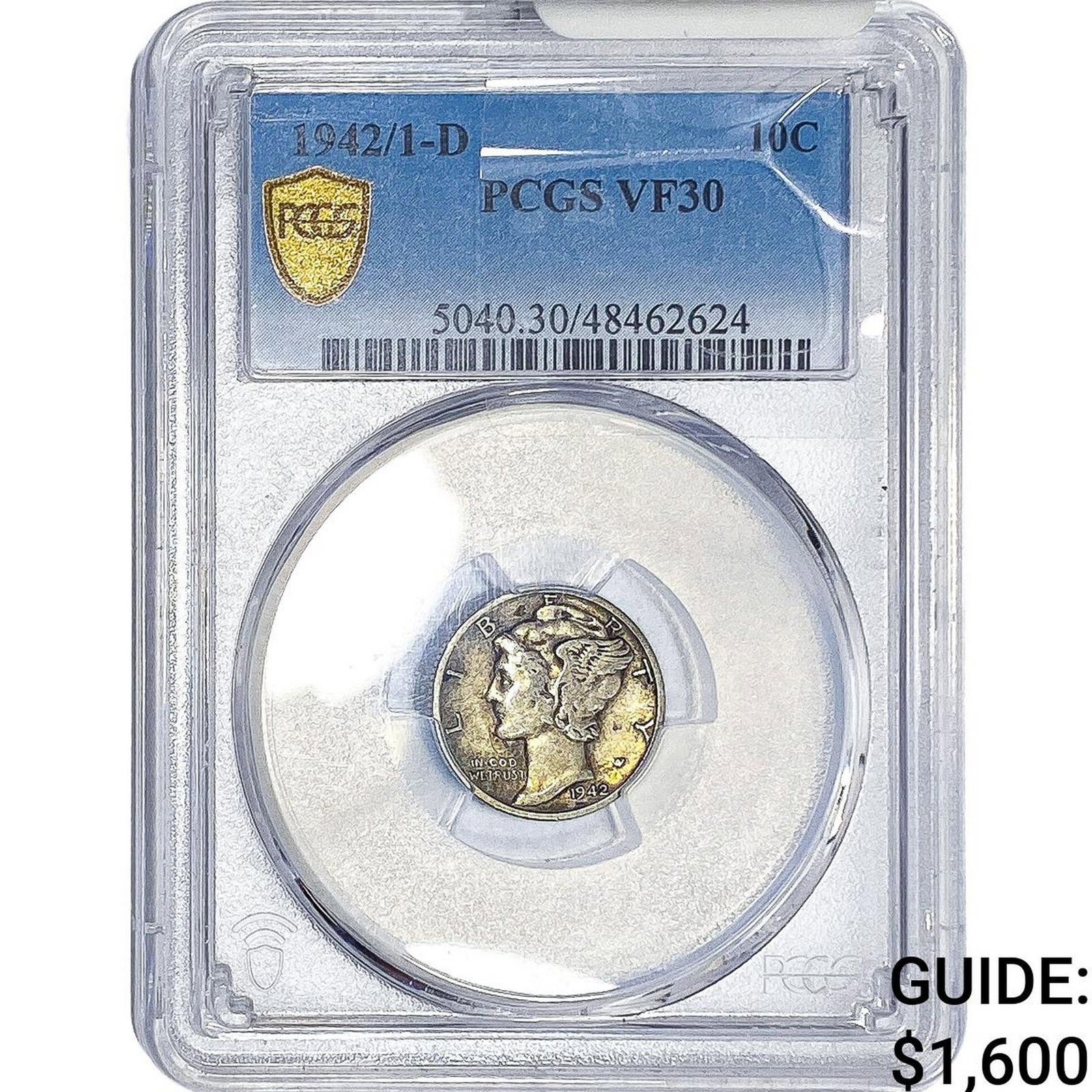 1942/1-D Mercury Silver Dime PCGS VF30 (1 of 4)