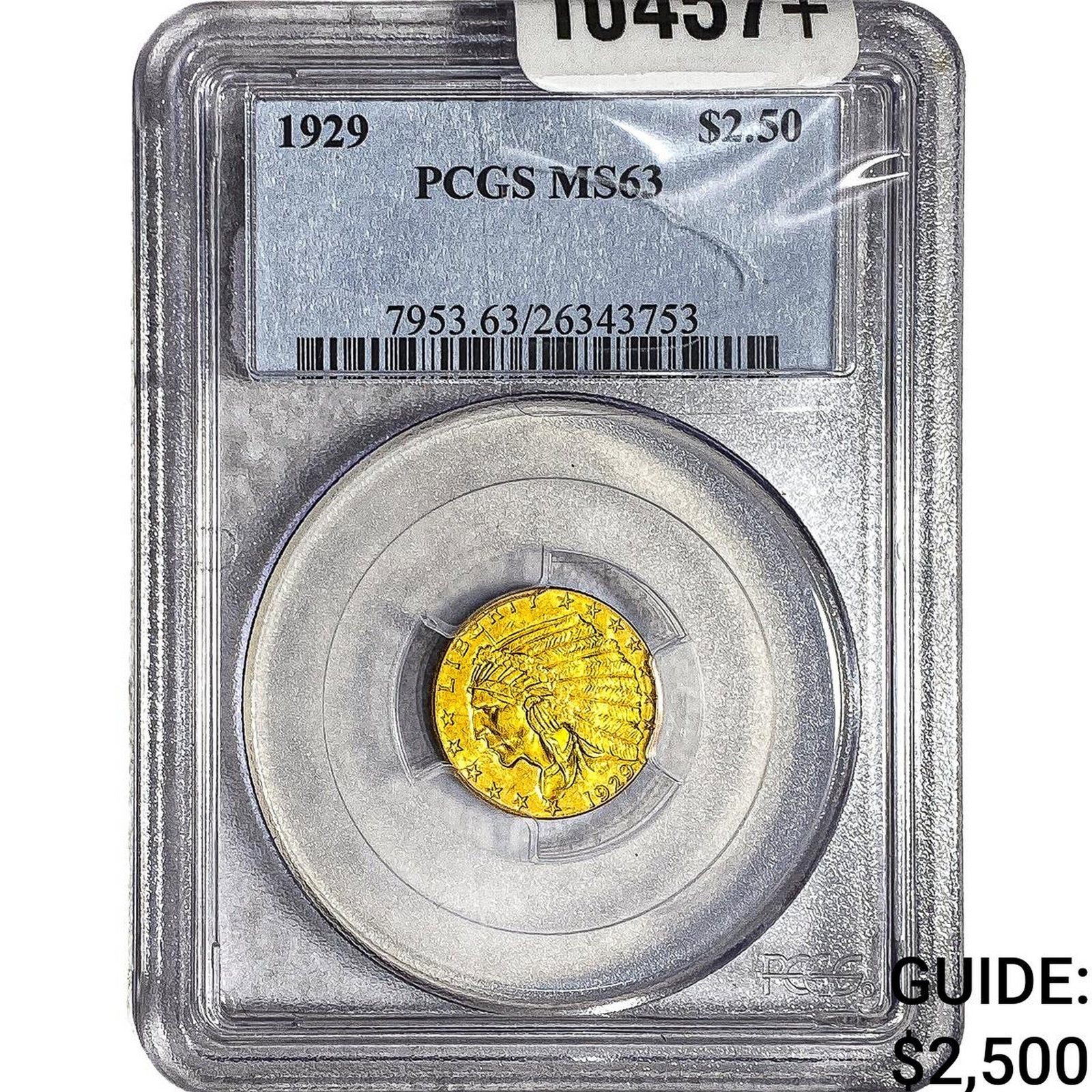 1929 $2.50 Gold Quarter Eagle PCGS MS63: 1929 $2.50 Gold Quarter Eagle PCGS MS63