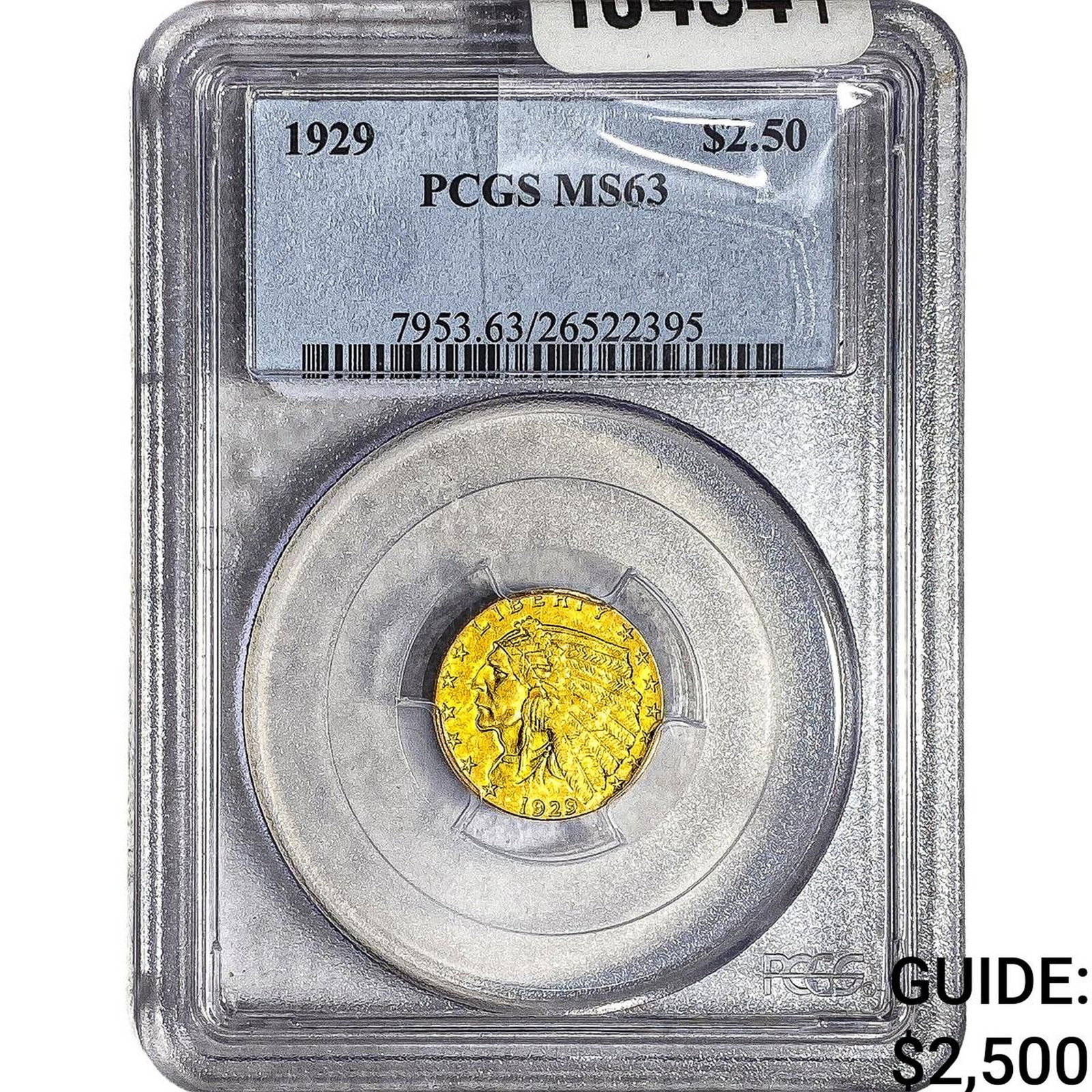 1929 $2.50 Gold Quarter Eagle PCGS MS63: 1929 $2.50 Gold Quarter Eagle PCGS MS63