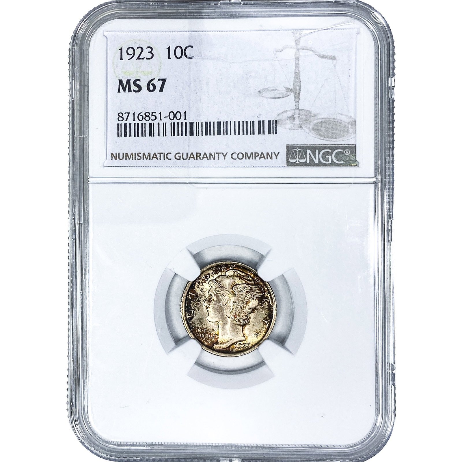 1923 Mercury Silver Dime NGC MS67: 1923 Mercury Silver Dime NGC MS67
