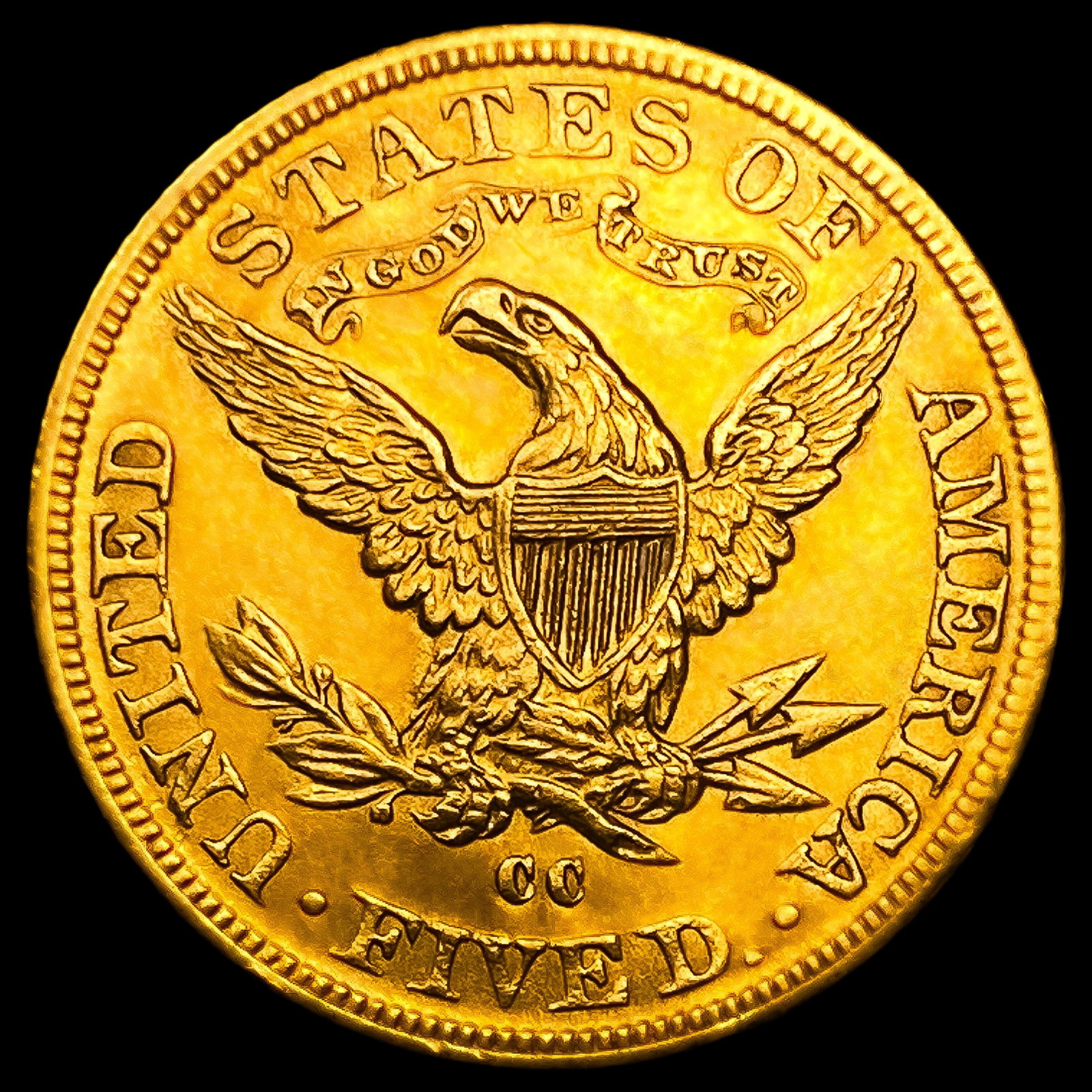1891-CC $5 Gold Half Eagle - 2