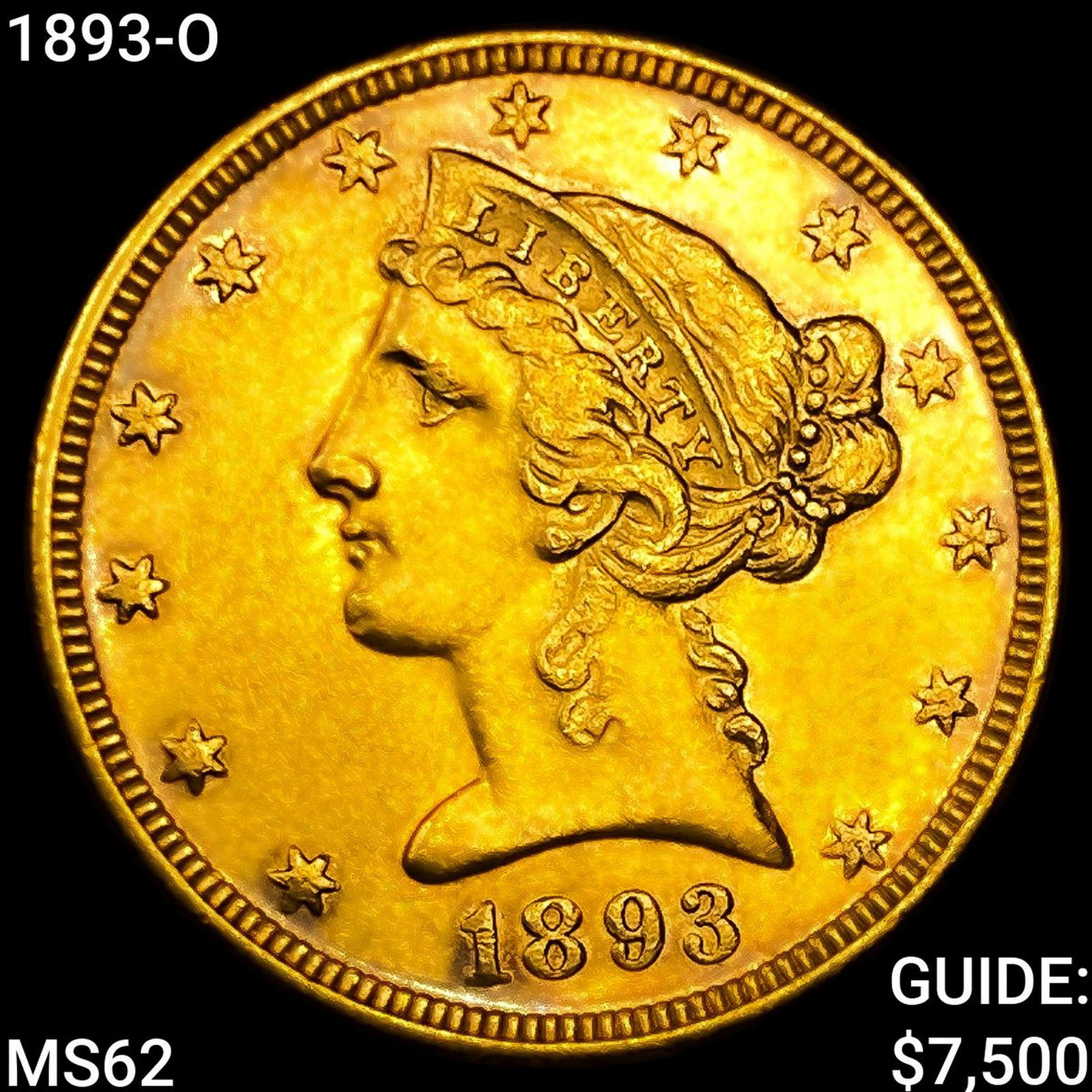 1893-O $5 Gold Half Eagle: 1893-O $5 Gold Half Eagle