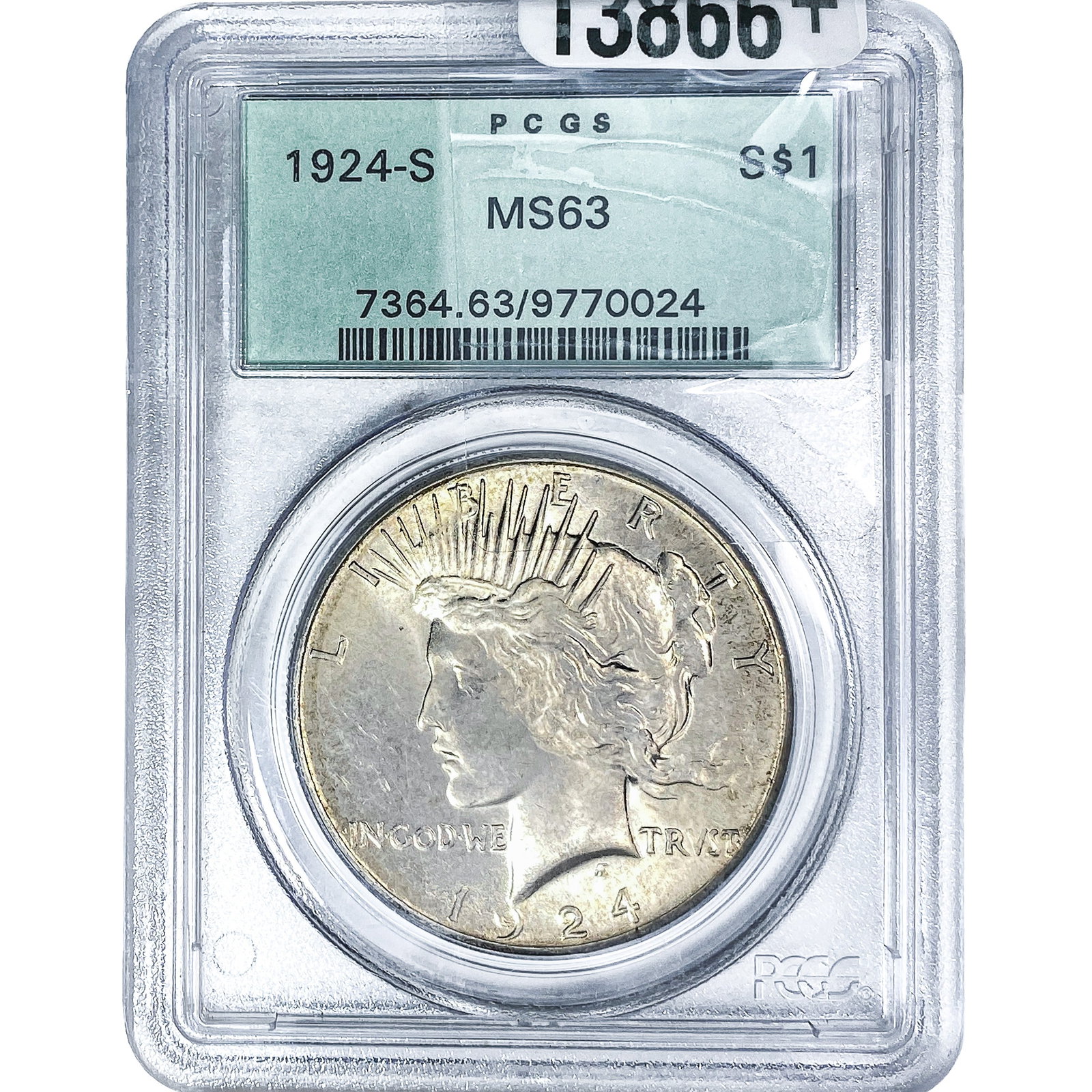1924-S Silver Peace Dollar PCGS MS63: 1924-S Silver Peace Dollar PCGS MS63