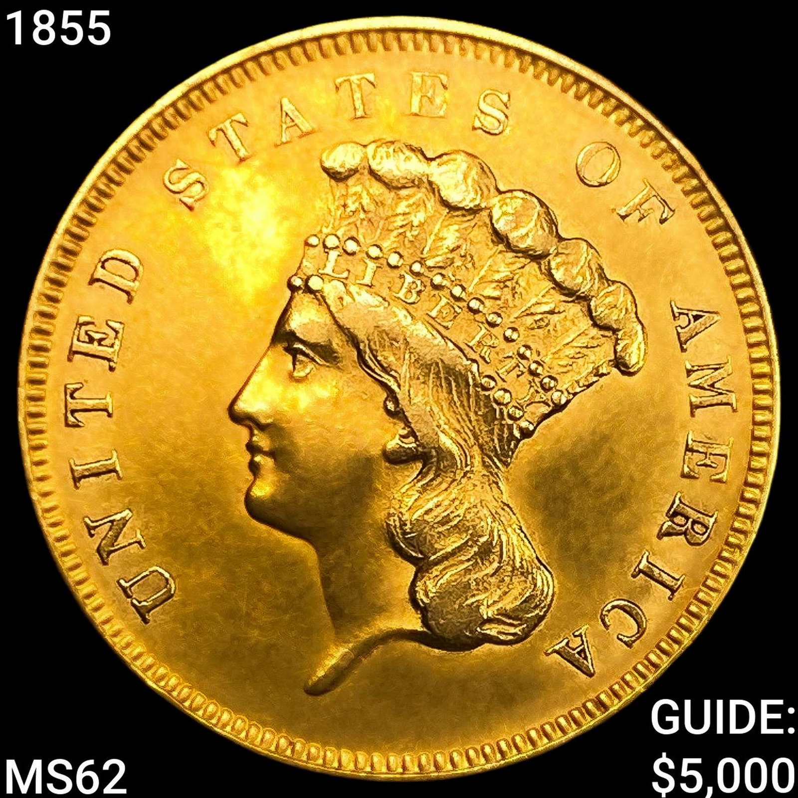 1855 $3 Gold Piece: 1855 $3 Gold Piece