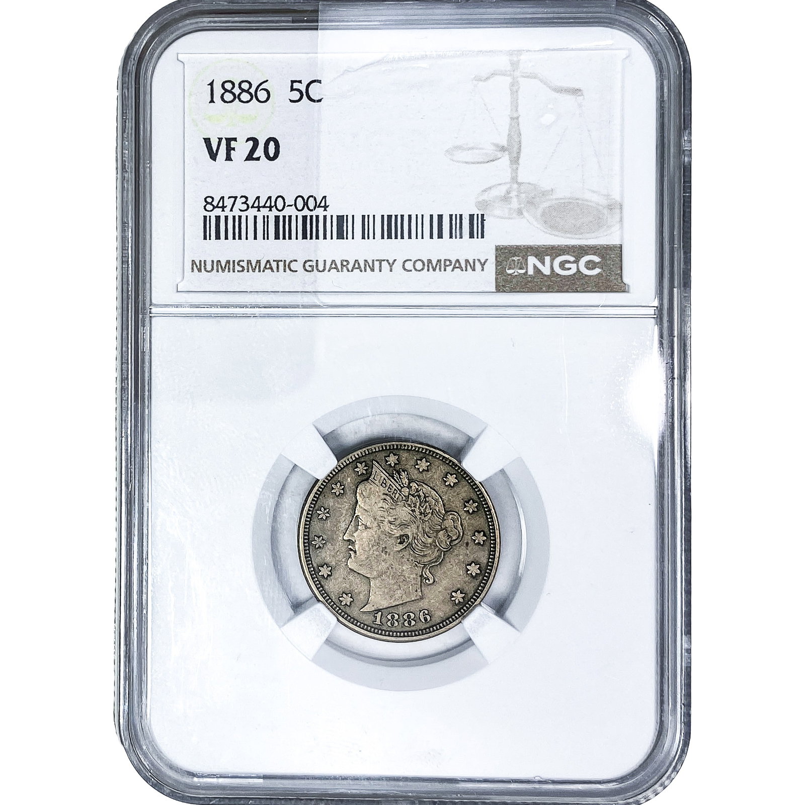 1886 Liberty Victory Nickel NGC VF20: 1886 Liberty Victory Nickel NGC VF20