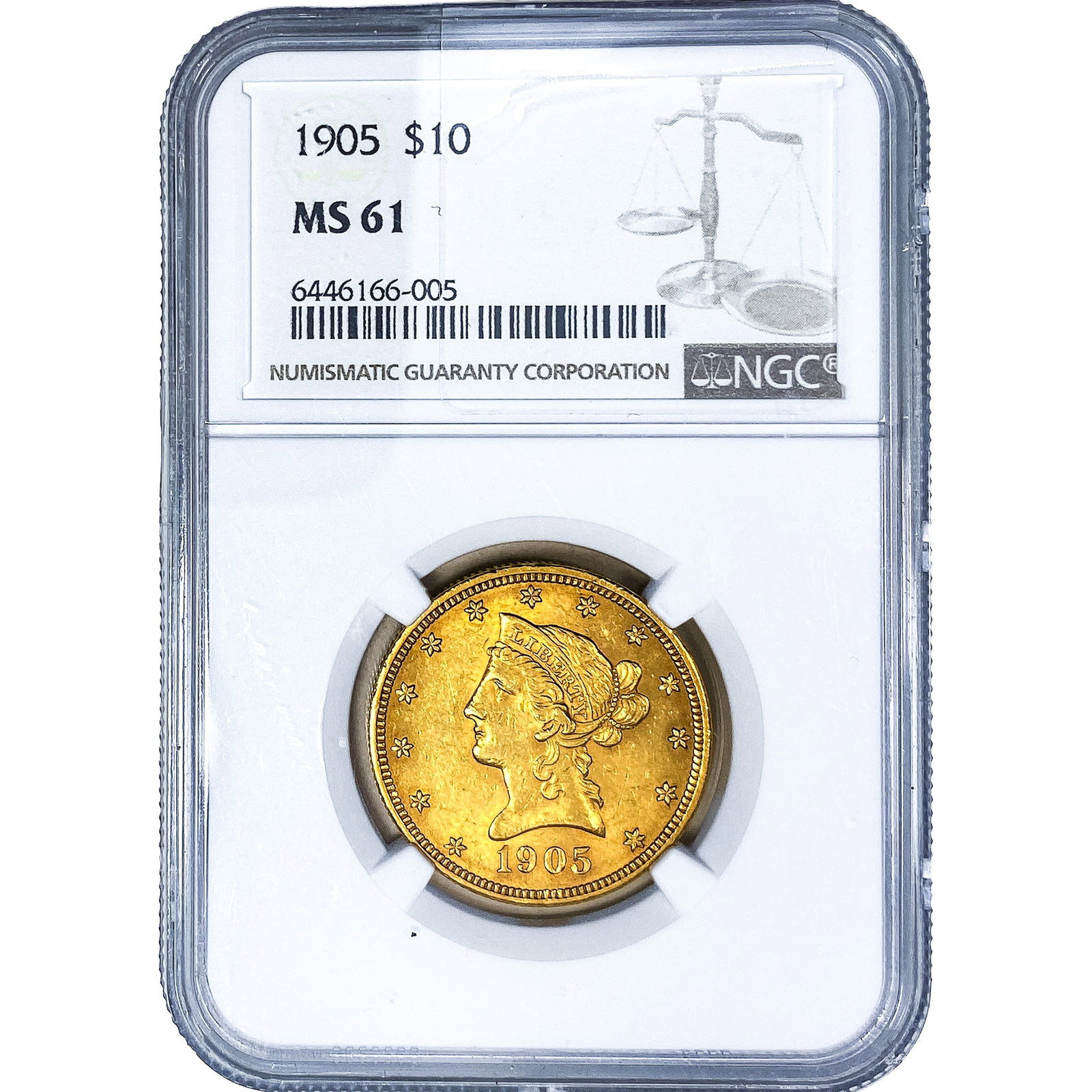 1905 $10 Gold Eagle NGC MS61: 1905 $10 Gold Eagle NGC MS61