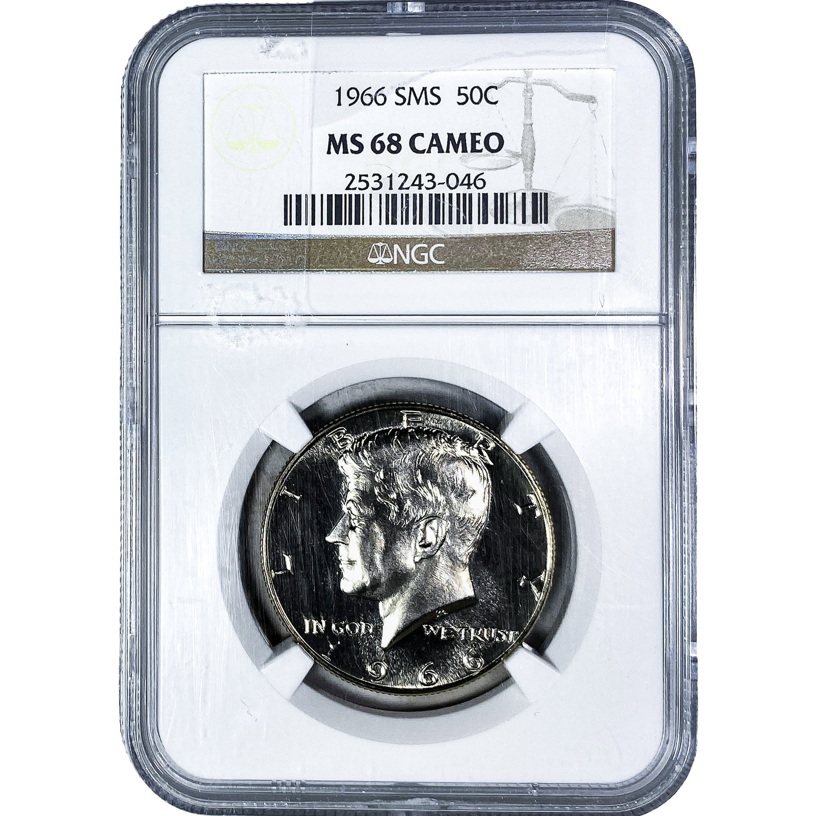 1966 Kennedy Half Dollar NGC MS68 Cameo: 1966 Kennedy Half Dollar NGC MS68 Cameo