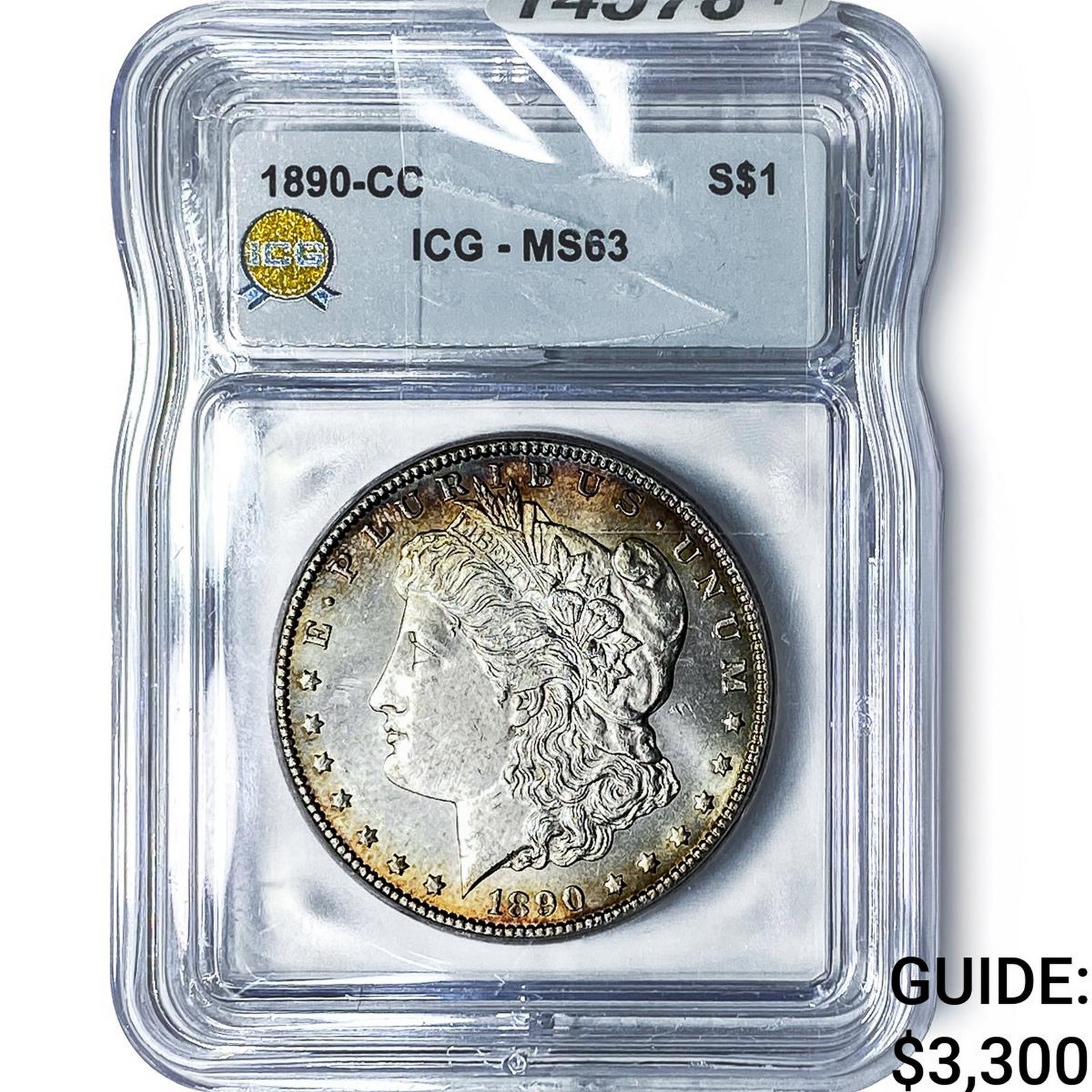 1890-CC Morgan Silver Dollar ICG MS63: 1890-CC Morgan Silver Dollar ICG MS63