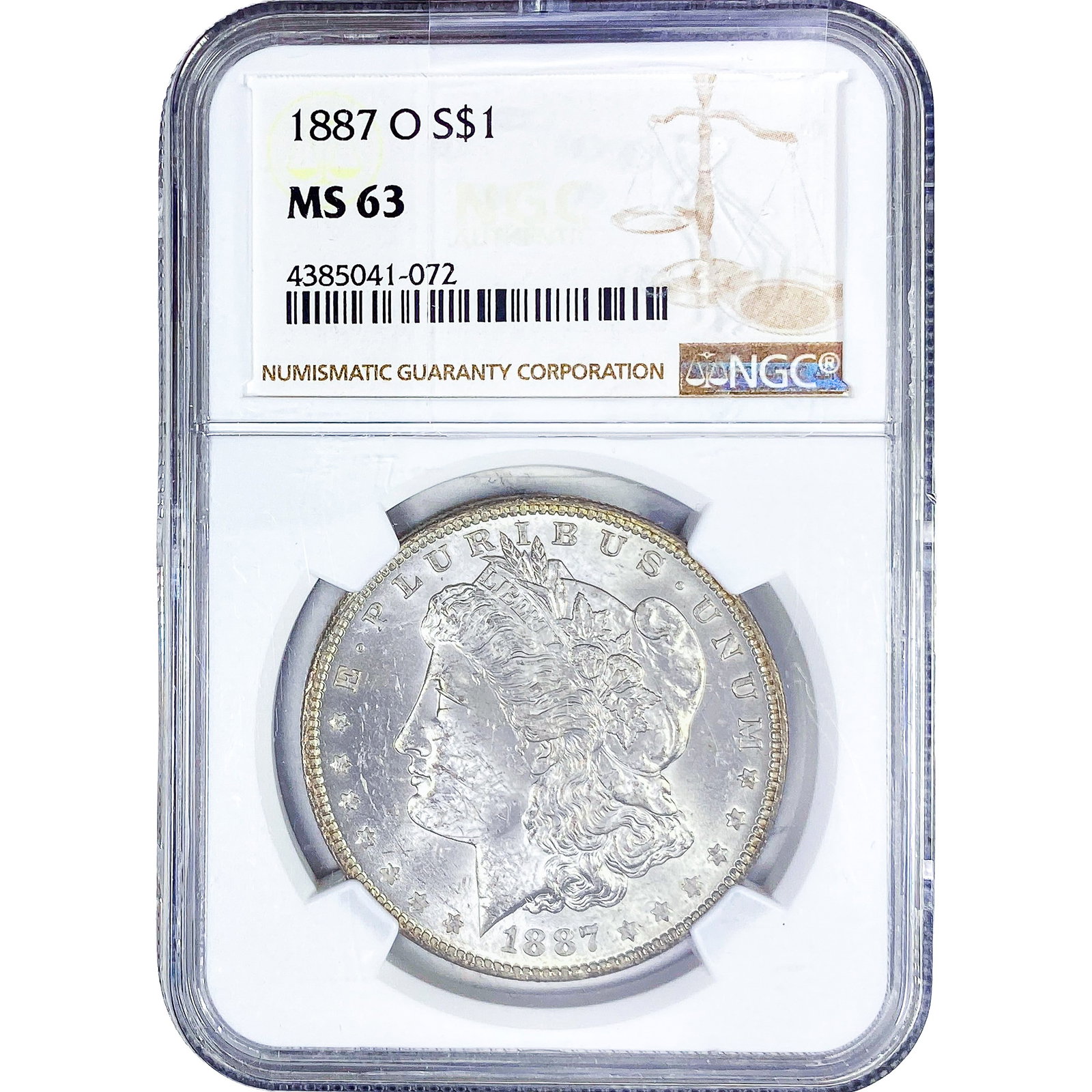 1887-O Morgan Silver Dollar NGC MS63: 1887-O Morgan Silver Dollar NGC MS63