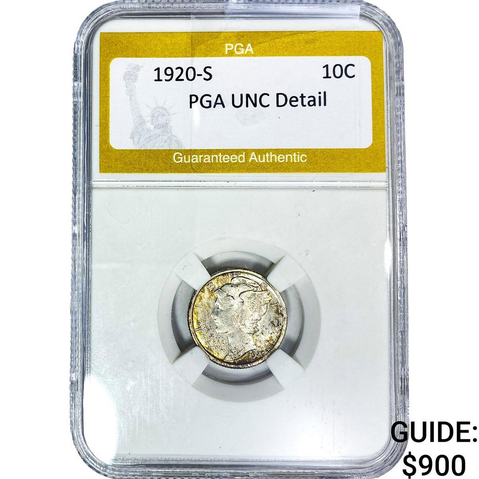 1920-S Mercury Silver Dime PGA UNC Detail: 1920-S Mercury Silver Dime PGA UNC Detail