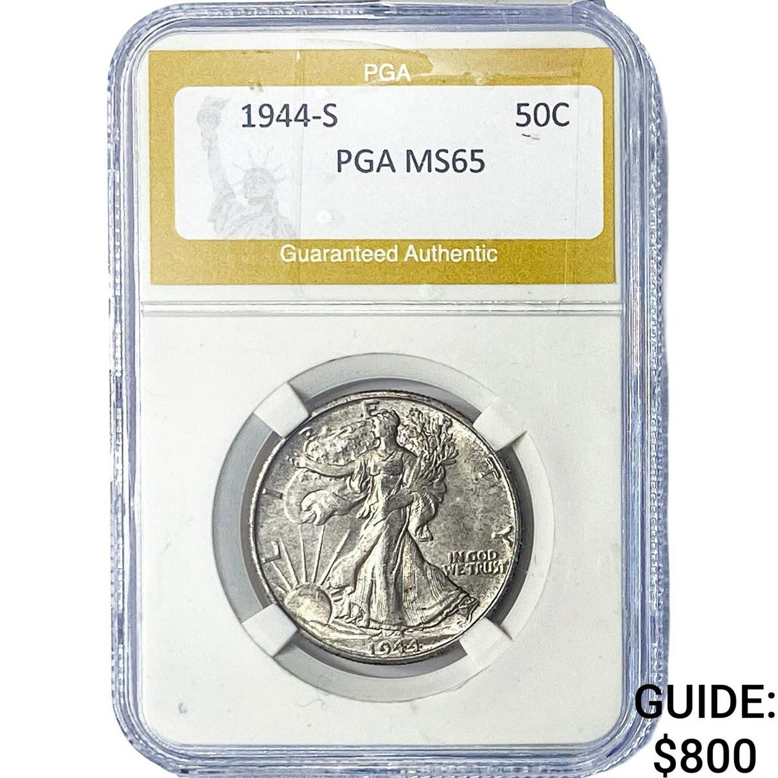 1944-S Walking Liberty Half Dollar PGA MS65: 1944-S Walking Liberty Half Dollar PGA MS65