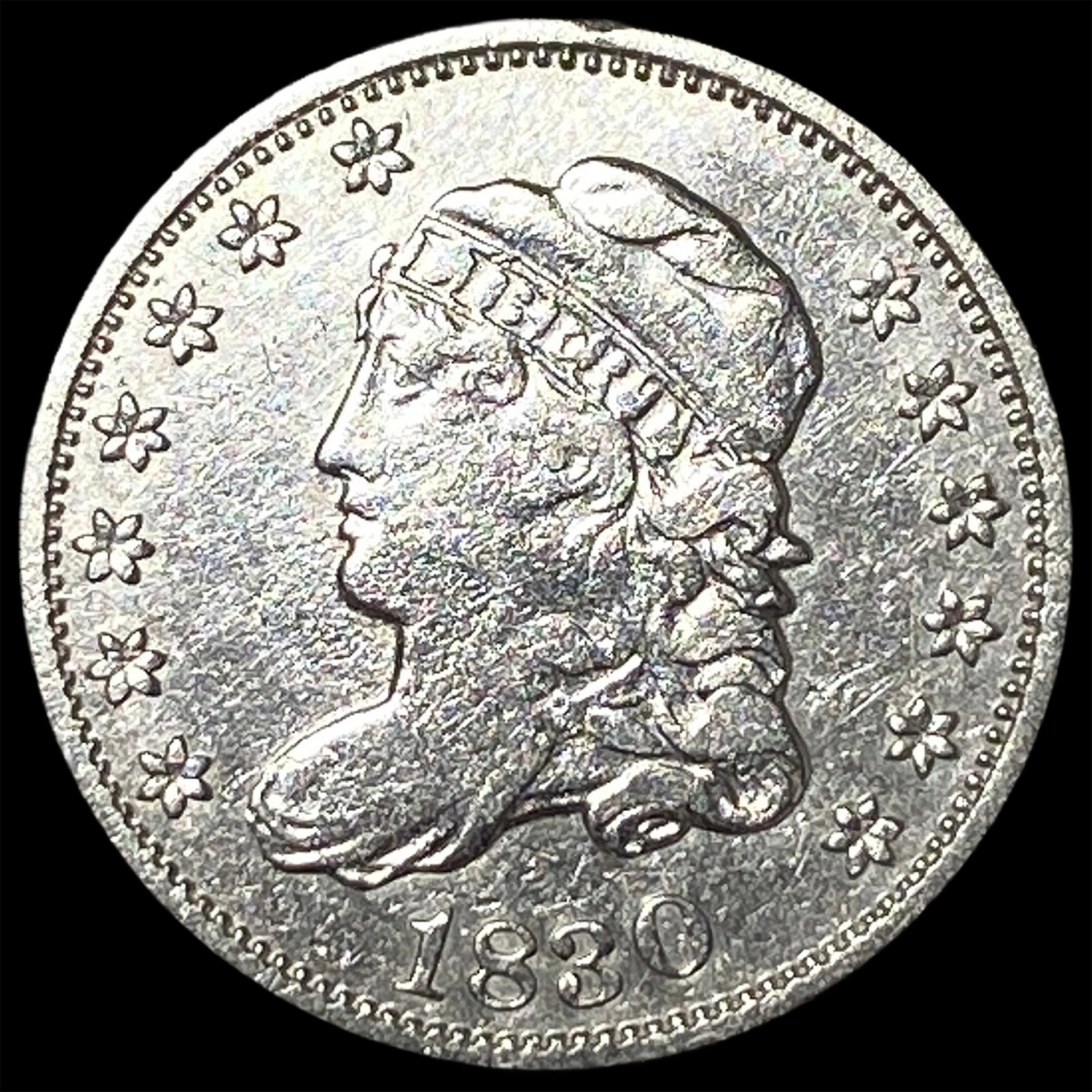 1830 Capped Bust Silver Half Dime CLOSELY UNCIRCULATED: 1830 Capped Bust Silver Half Dime CLOSELY UNCIRCULATED