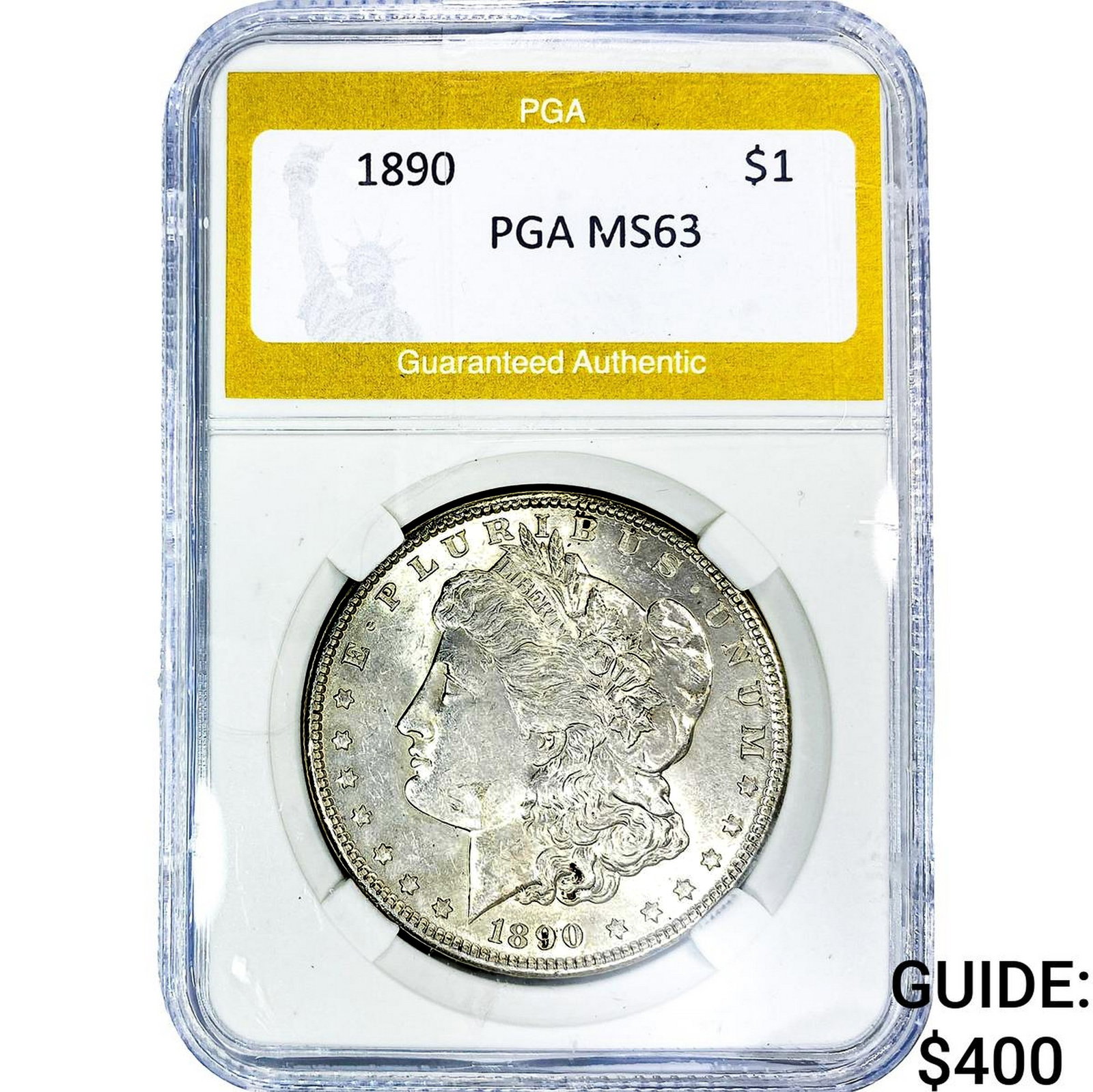 1890 Morgan Silver Dollar PGA MS63: 1890 Morgan Silver Dollar PGA MS63