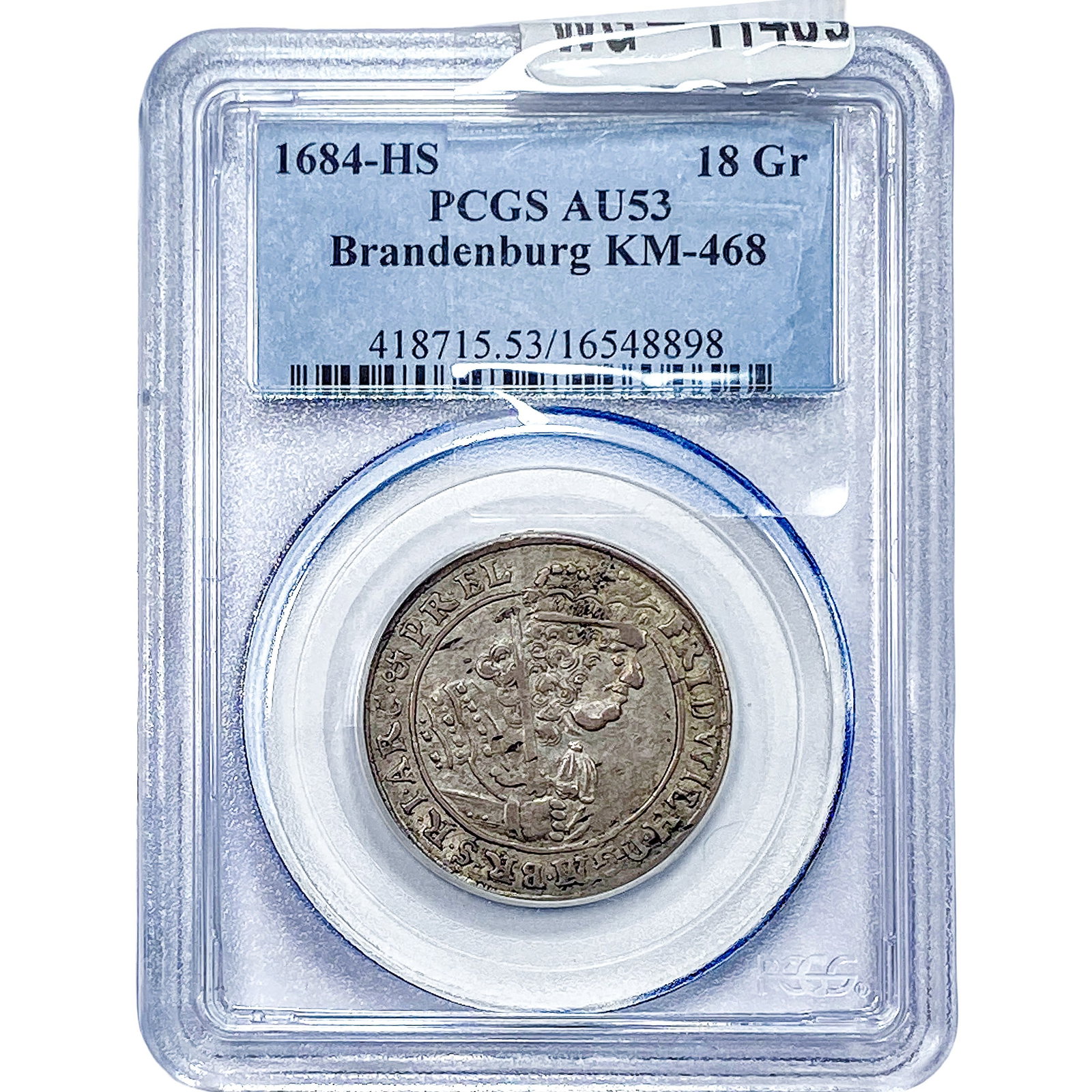 1644-HS Brandenburg Silver 18 Groschen PCGS AU53: 1644-HS Brandenburg Silver 18 Groschen PCGS AU53