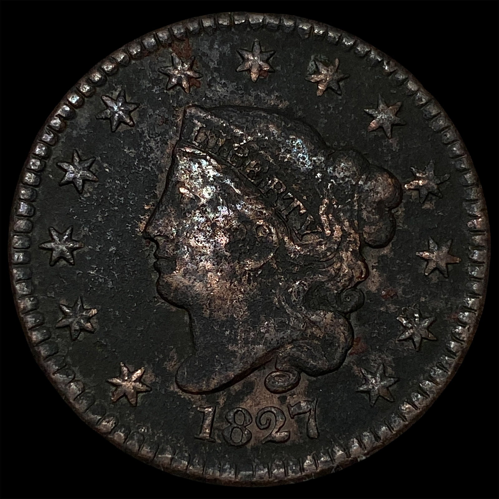 1827 Coronet Head Large Cent LIGHTLY CIRCULATED: 1827 Coronet Head Large Cent LIGHTLY CIRCULATED
