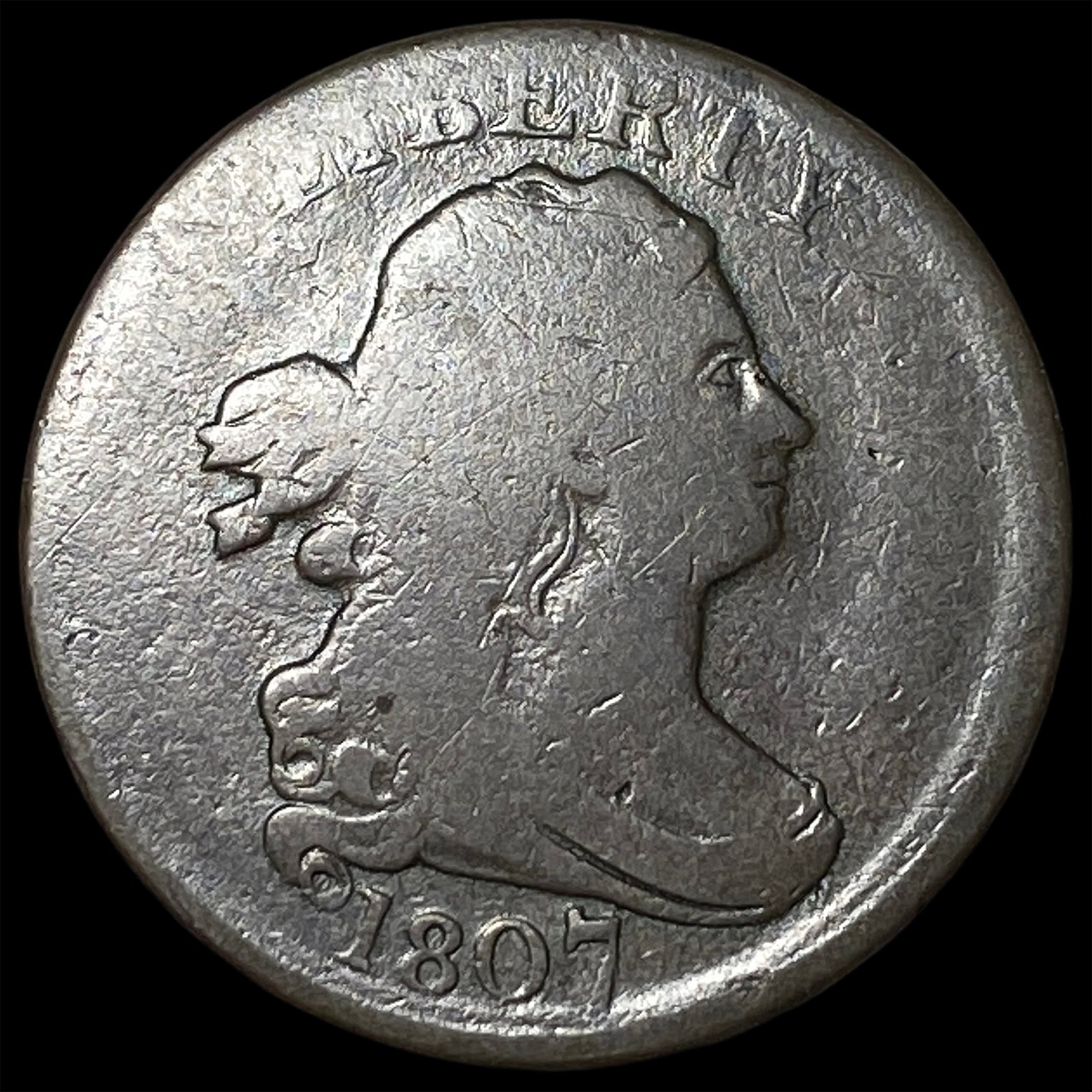 1807 Draped Bust Half Cent NICELY CIRCULATED: 1807 Draped Bust Half Cent NICELY CIRCULATED