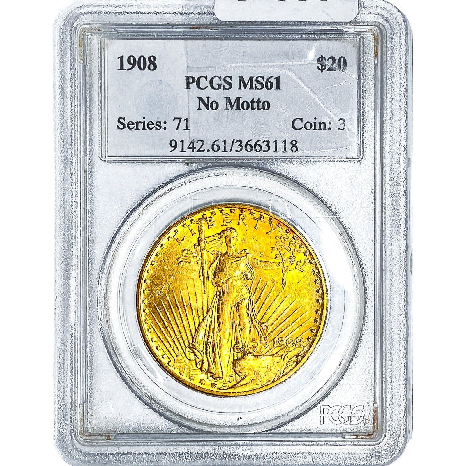 1908 $20 Gold Double Eagle PCGS MS61 No Motto (1 of 4)