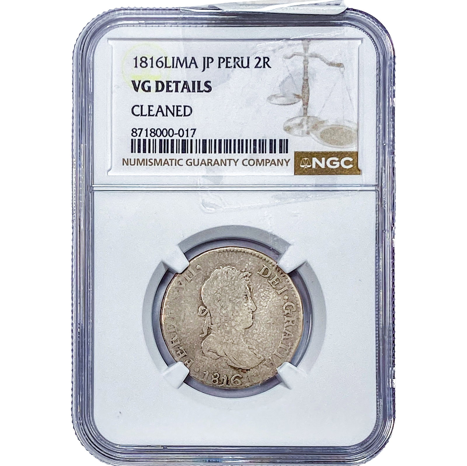 1816 Lima Colonial Spain Silver 2 Reales NGC VG Details (1 of 2)