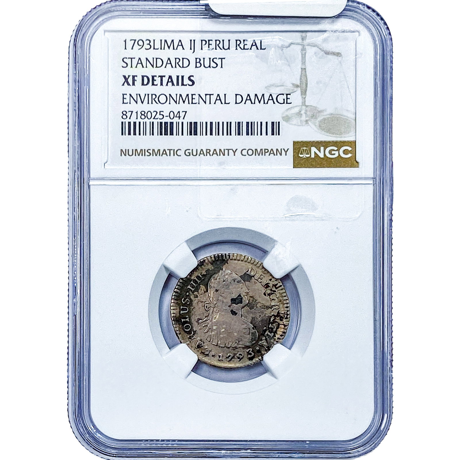 1793 Lima Colonial Spain Silver 1 Real NGC XF Details (1 of 2)