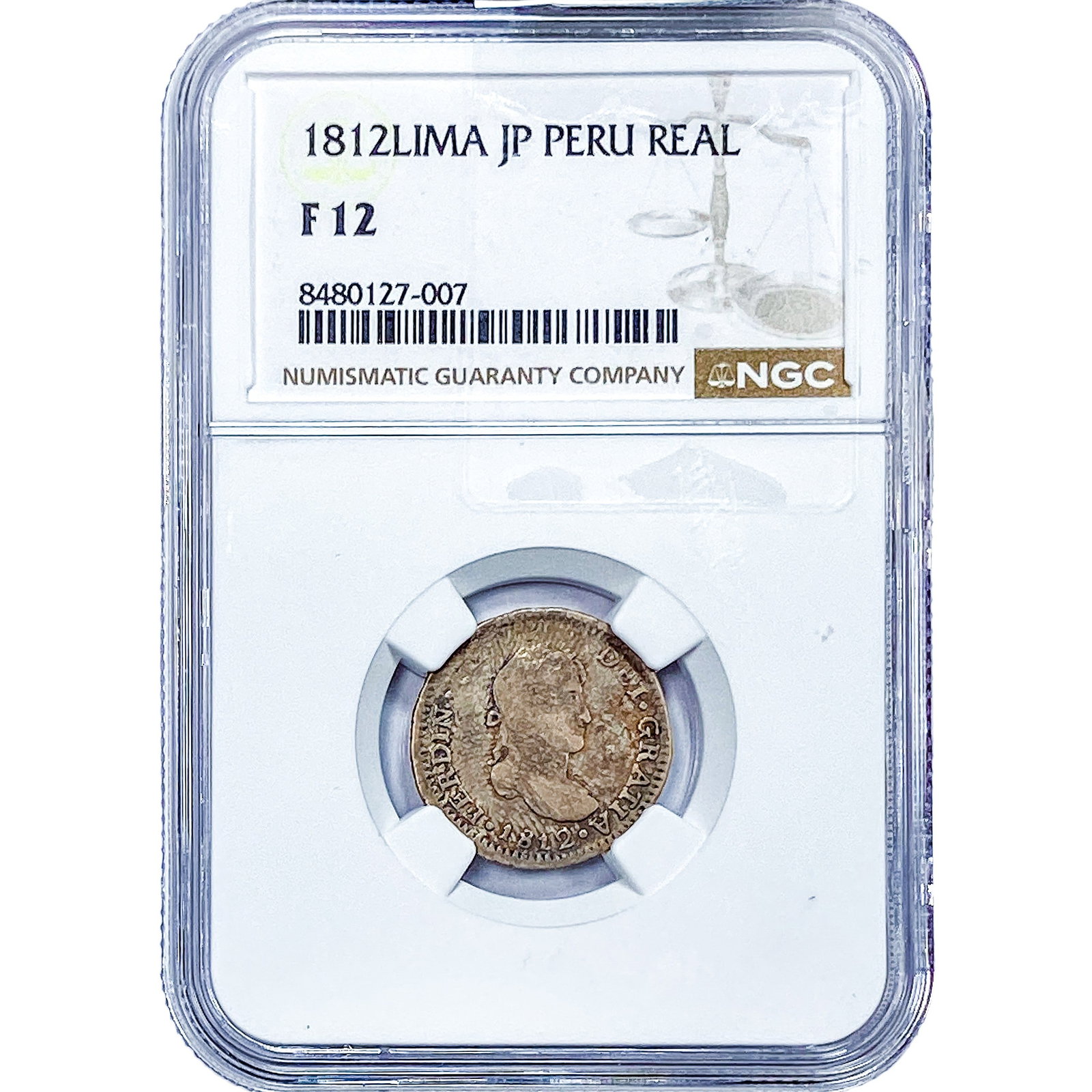 1812 Colonial Spain Silver 1 Real NGC F12: 1812 Colonial Spain Silver 1 Real NGC F12