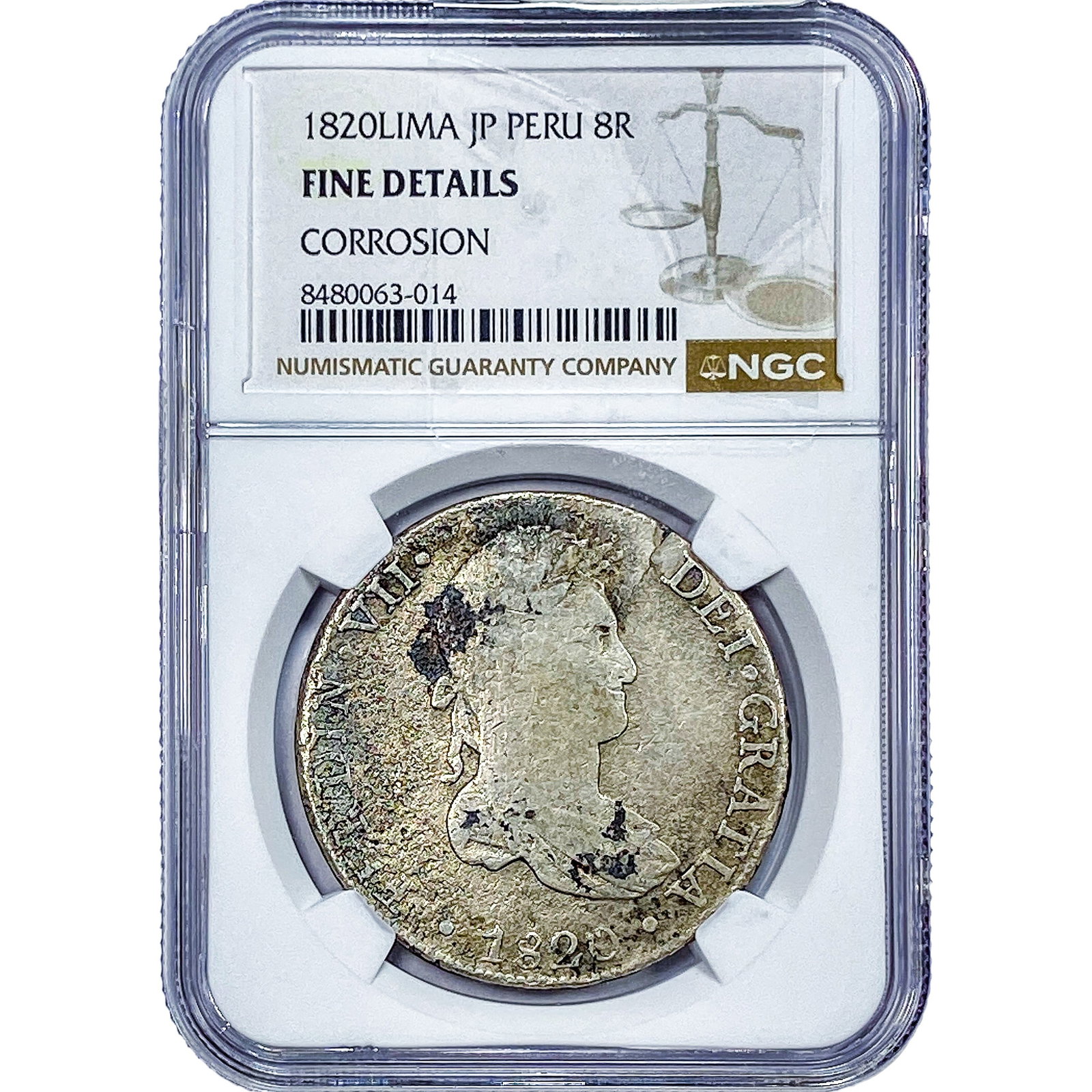 1820 Lima Colonial Spain Silver 8 Reales NGC F Details (1 of 2)