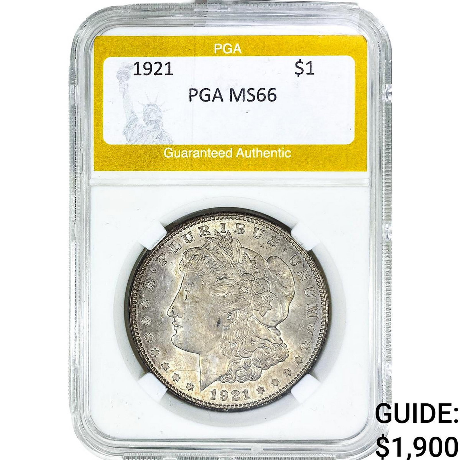 1921 Morgan Silver Dollar PGA MS66: 1921 Morgan Silver Dollar PGA MS66