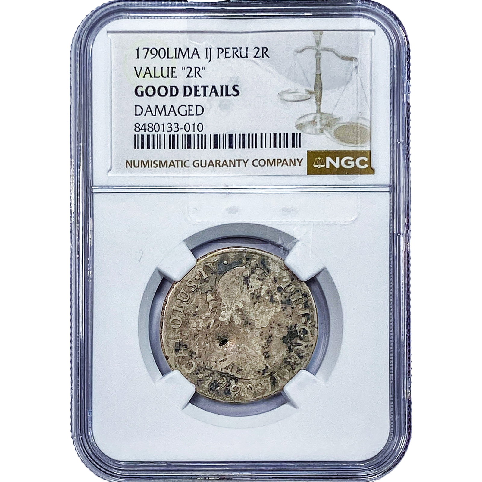 1790 Lima Colonial Spain Silver 2 Reales NGC G Details (1 of 2)