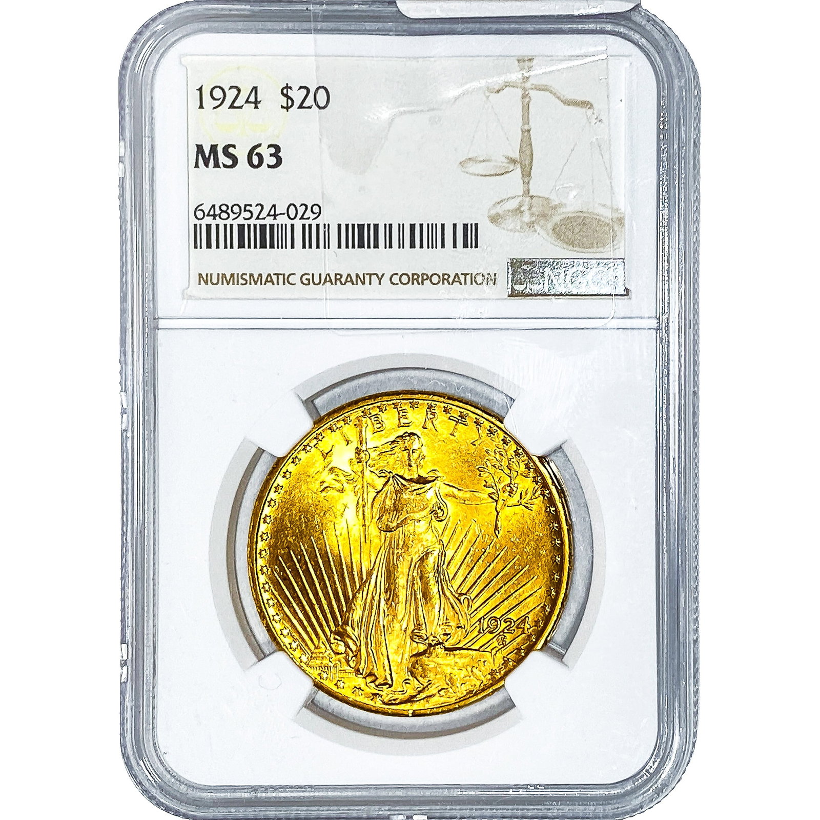 1924 $20 Gold Double Eagle NGC MS63: 1924 $20 Gold Double Eagle NGC MS63