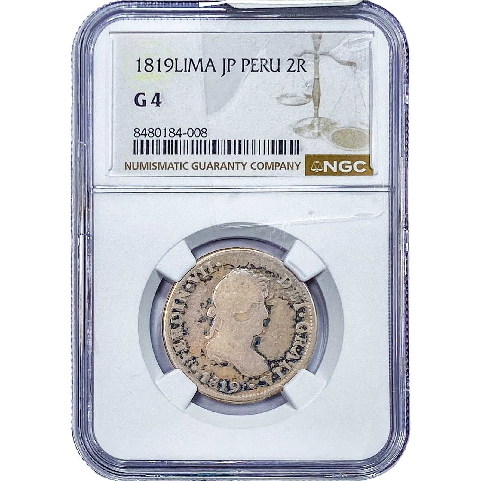 1819 Lima Colonial Spain Silver 2 Reales NGC G4 (1 of 2)