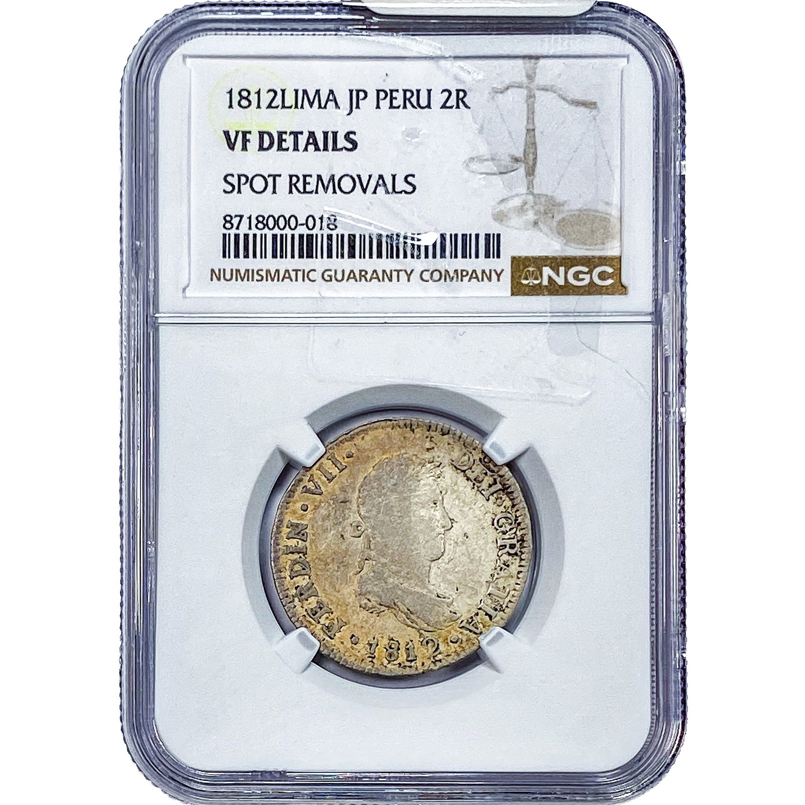 1812 Lima Colonial Spain Silver 2 Reales NGC VF Details (1 of 2)