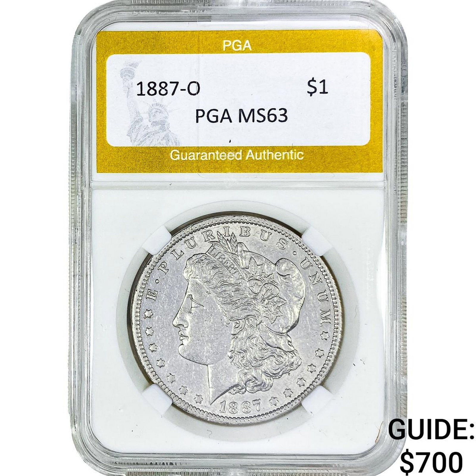 1887-O Morgan Silver Dollar PGA MS63: 1887-O Morgan Silver Dollar PGA MS63