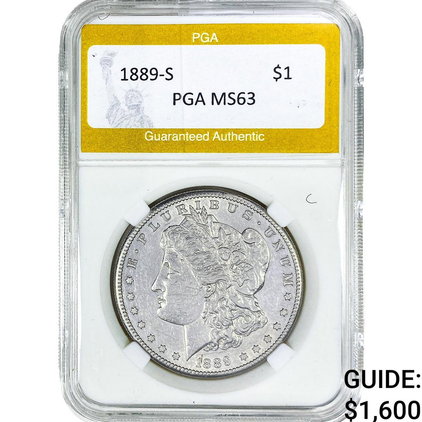 1889-S Morgan Silver Dollar PGA MS63: 1889-S Morgan Silver Dollar PGA MS63
