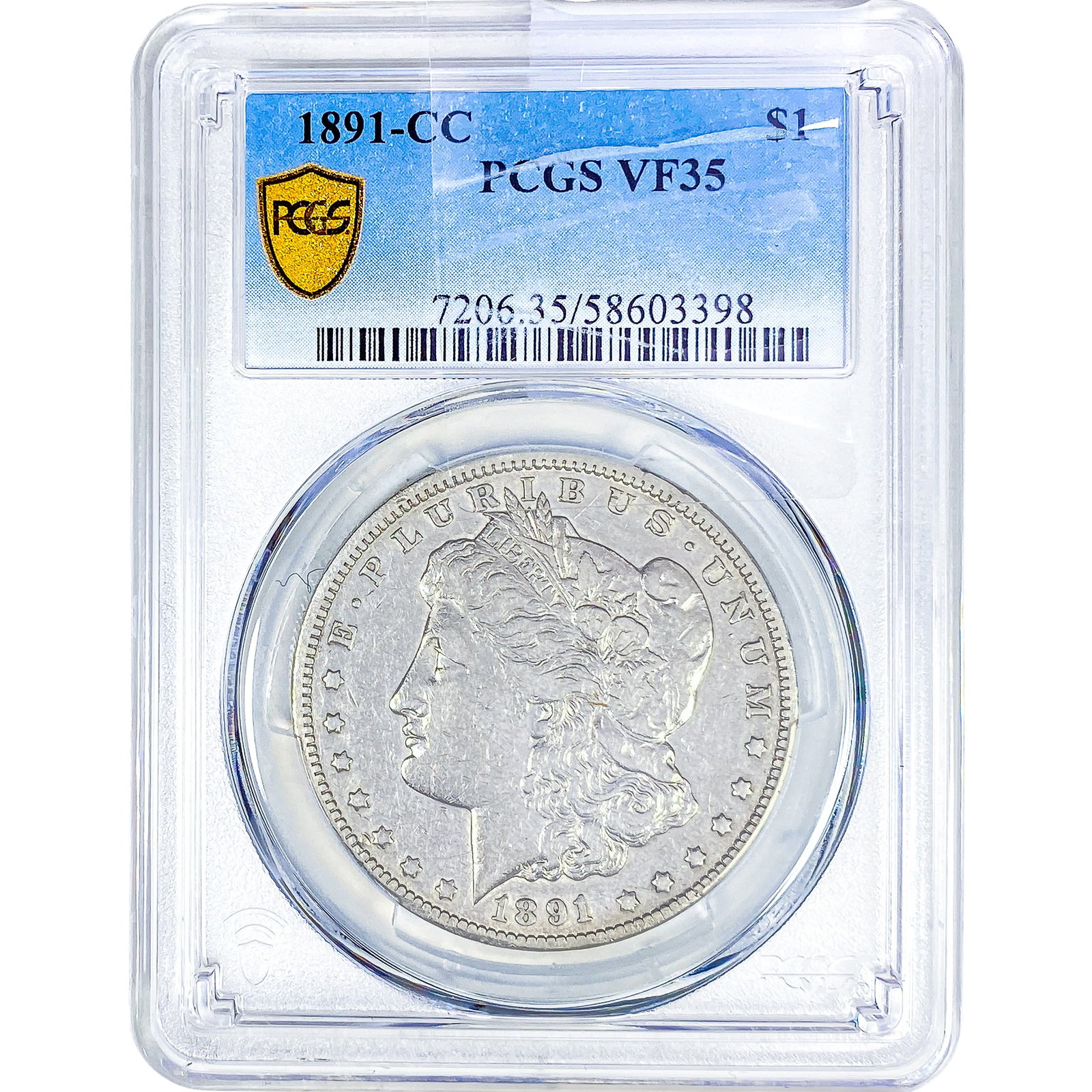 1891-CC Morgan Silver Dollar PCGS VF35: 1891-CC Morgan Silver Dollar PCGS VF35