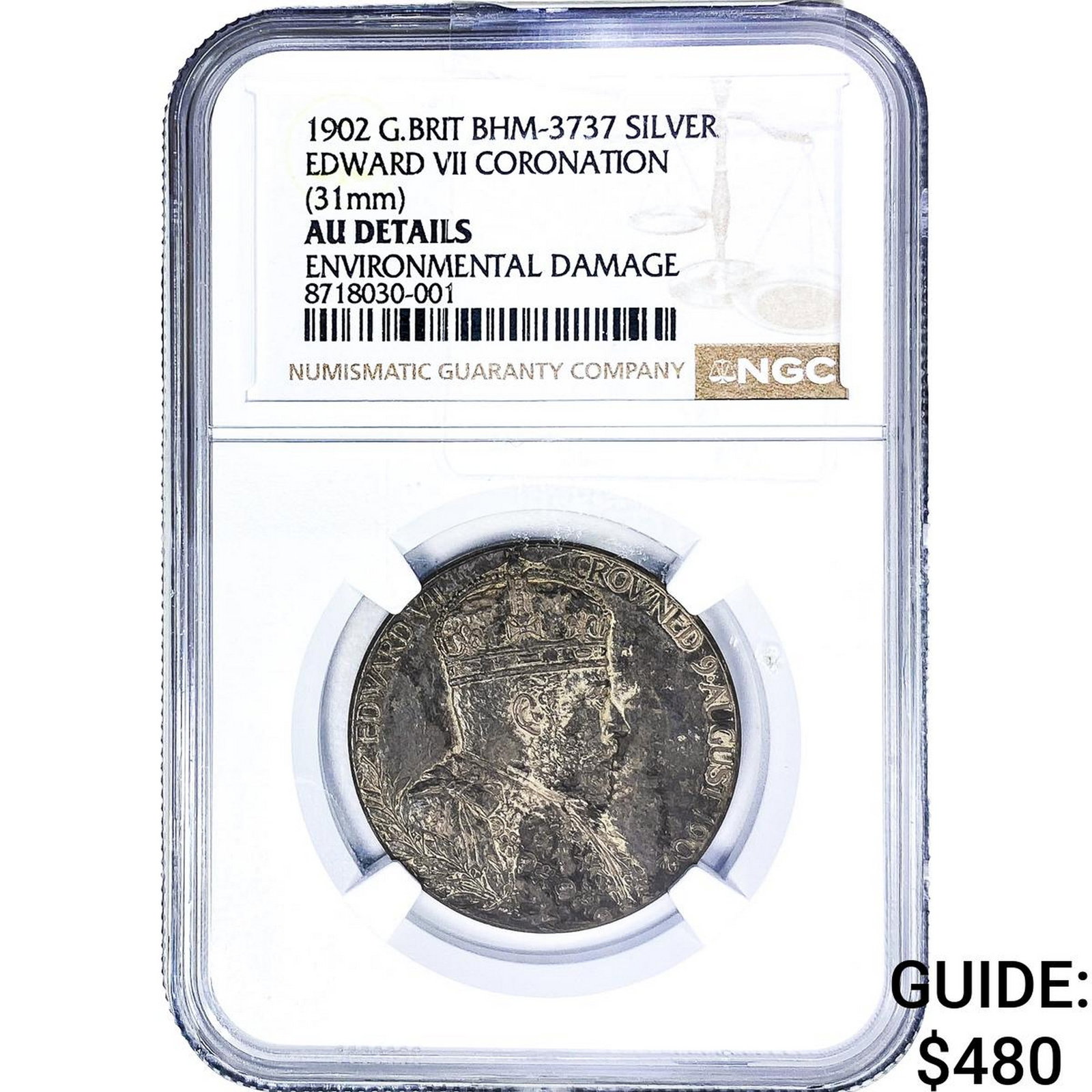 1902 Edward VII Silver Coronation Medal NGC AU Details: 1902 Edward VII Silver Coronation Medal NGC AU Details