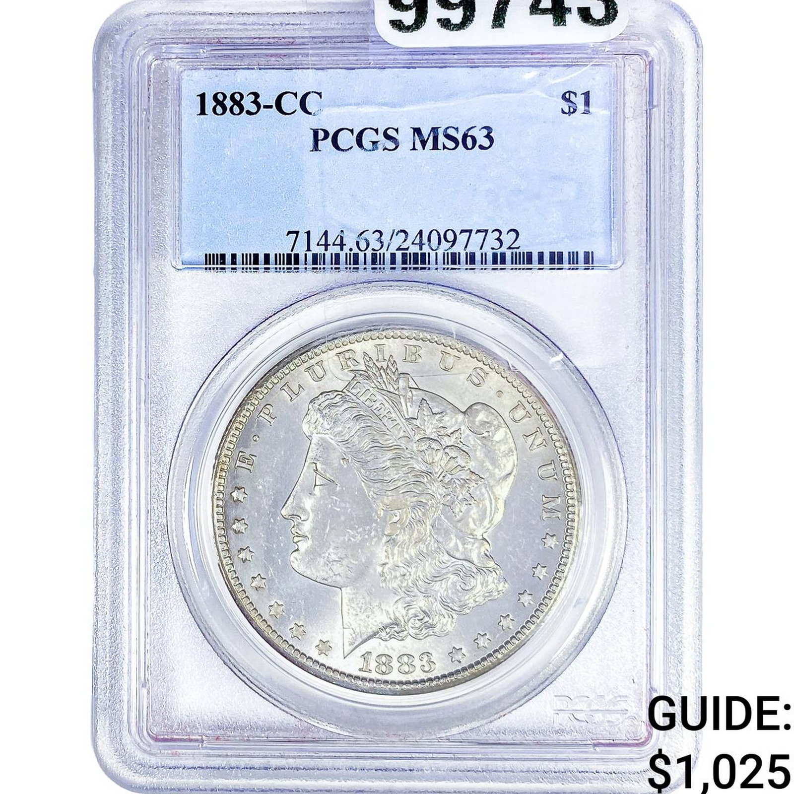 1883-CC Morgan Silver Dollar PCGS MS63: 1883-CC Morgan Silver Dollar PCGS MS63
