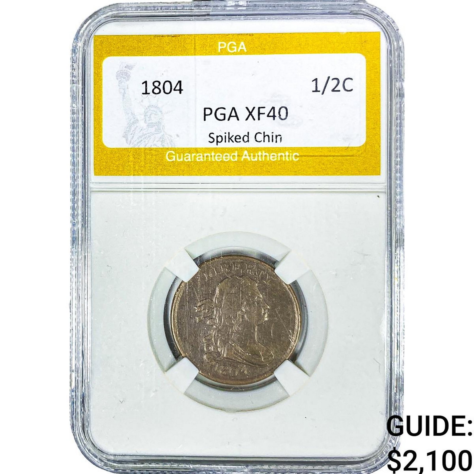 1804 Draped Bust Half Cent PGA XF40 Spiked Chin (1 of 2)