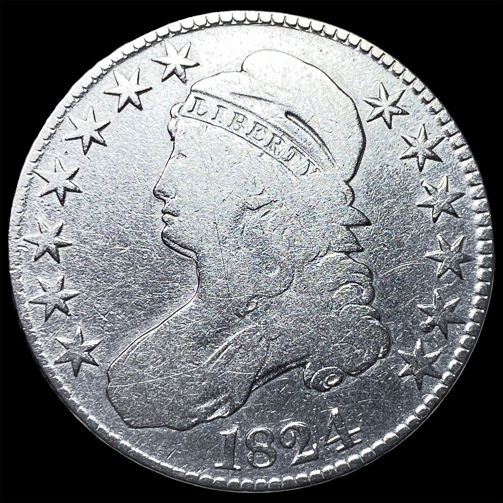 1824 Silver Capped Bust Half Dollar NICELY CIRCULATED (1 of 2)