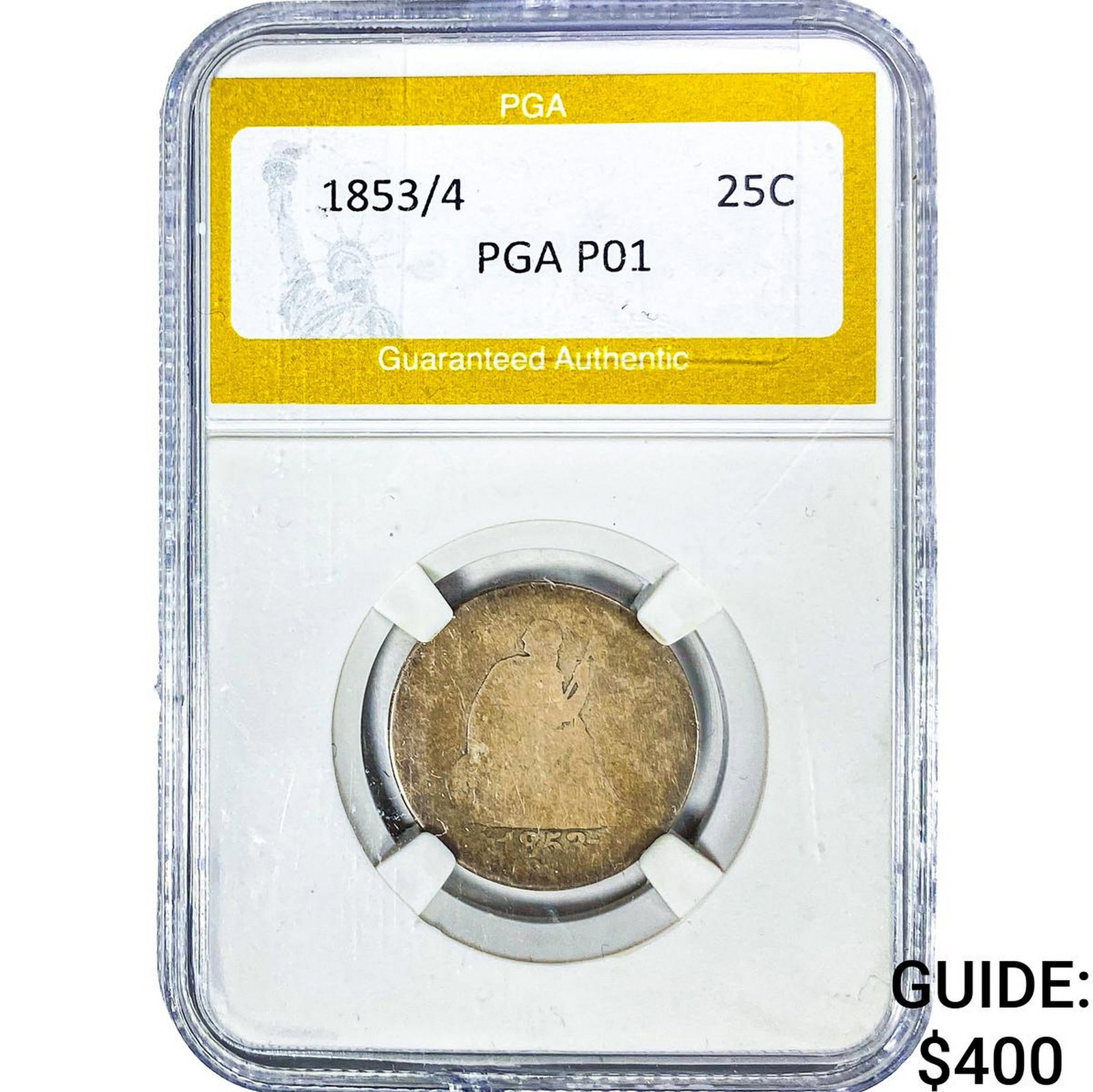 1853/4 Seated Liberty Quarter PGA P01: 1853/4 Seated Liberty Quarter PGA P01