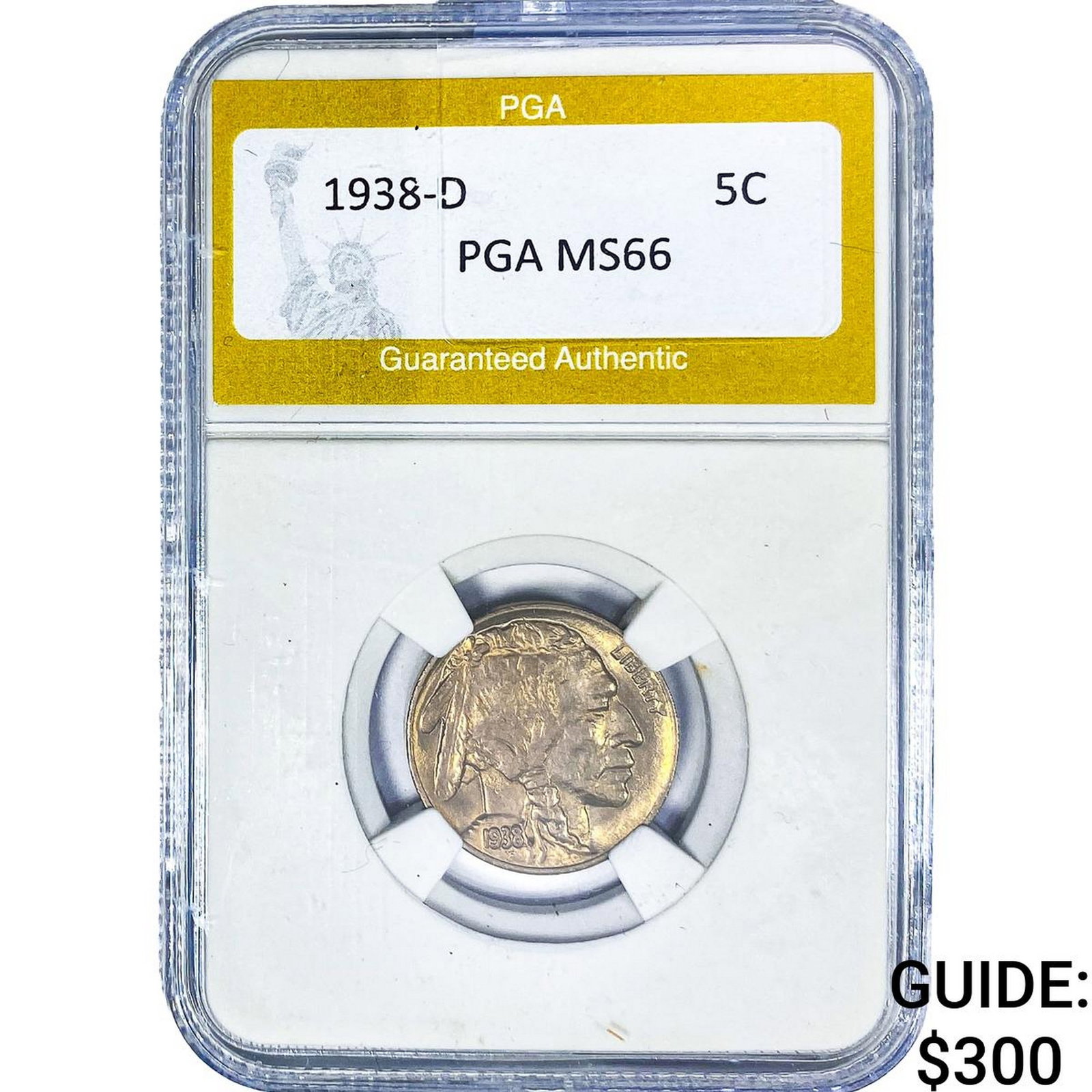 1938-D Buffalo Nickel PGA MS66: 1938-D Buffalo Nickel PGA MS66