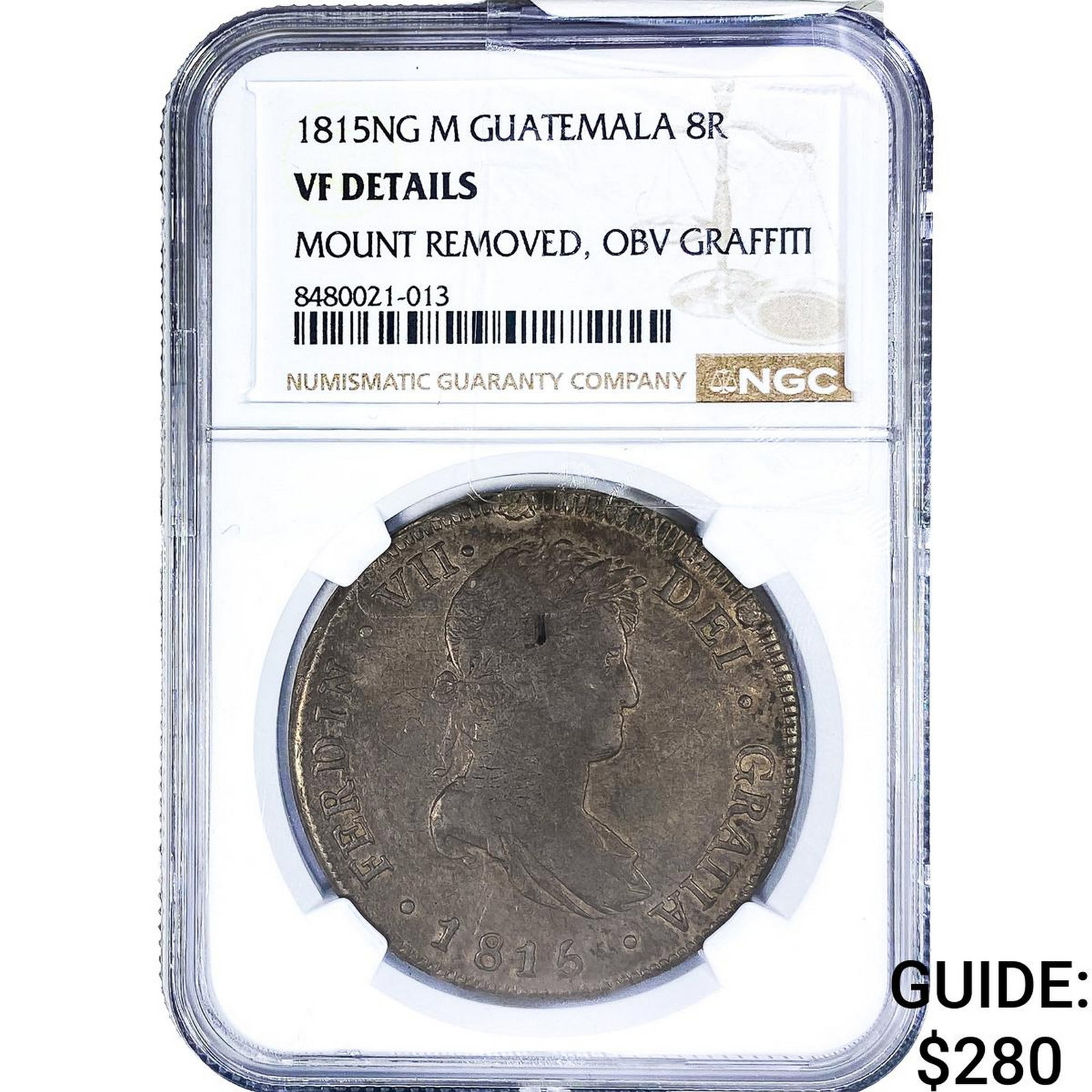 1815 Colonial Spain Silver 8 Reales NGC VF Details: 1815 Colonial Spain Silver 8 Reales NGC VF Details
