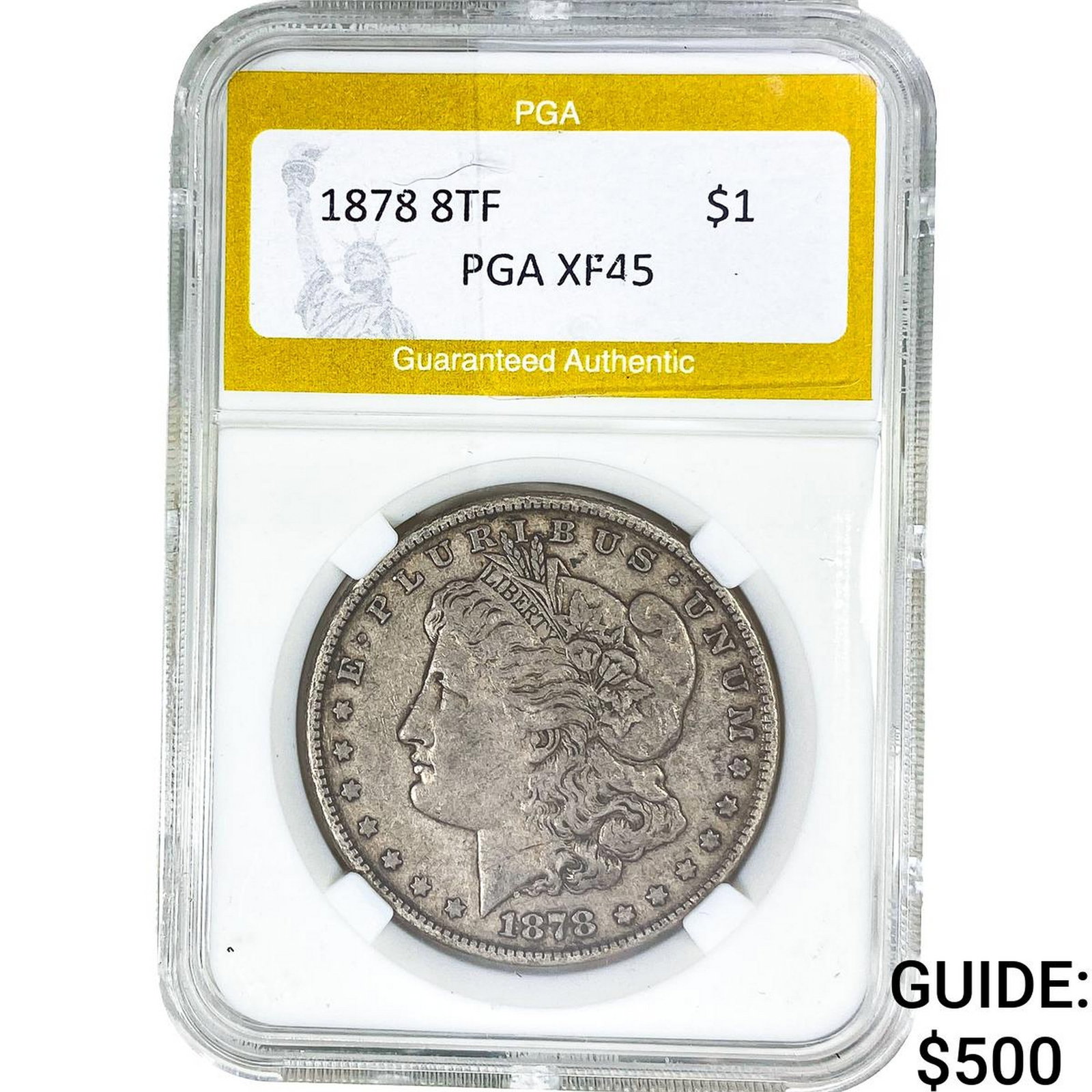 1878 8TF Morgan Silver Dollar PGA XF45: 1878 8TF Morgan Silver Dollar PGA XF45