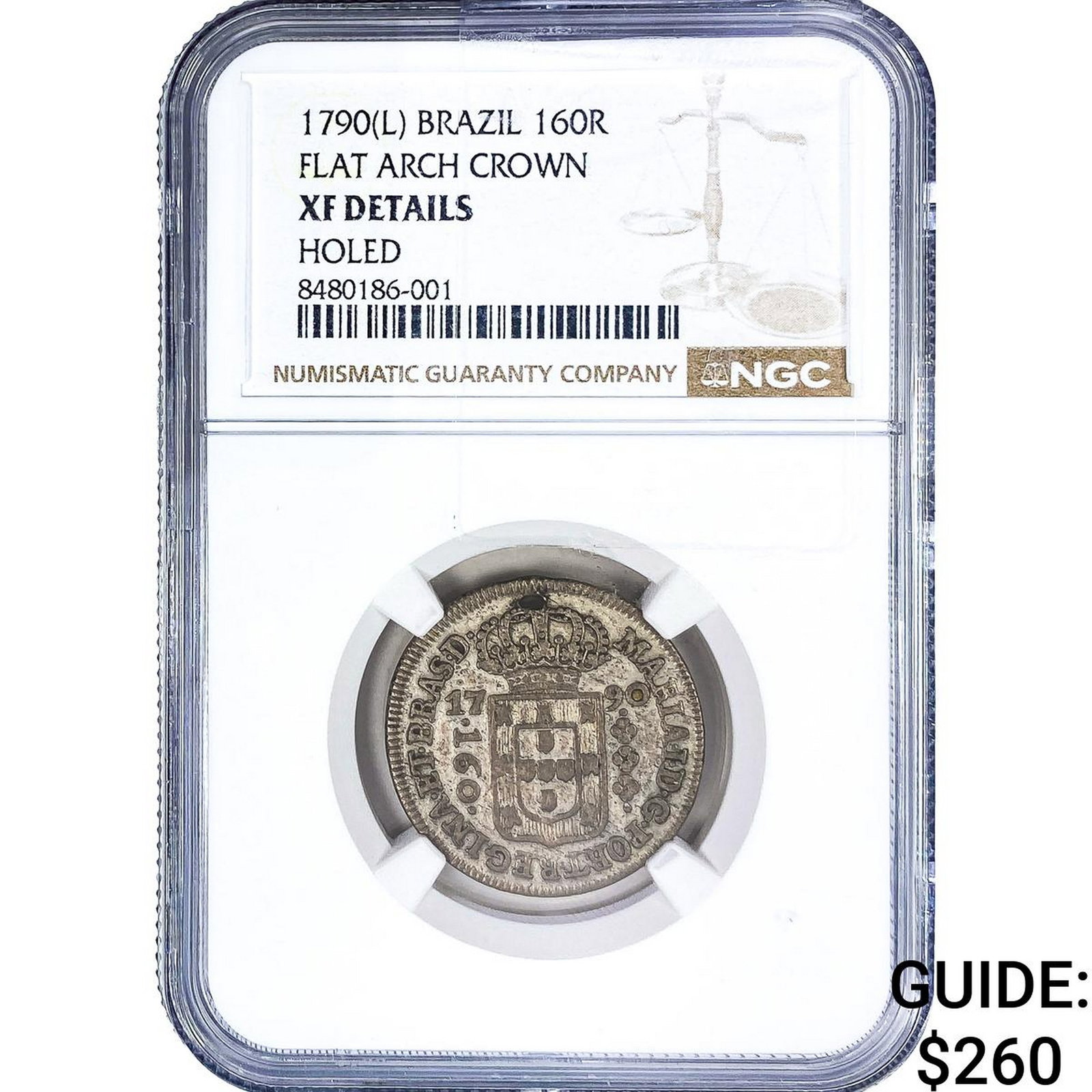 1790 Brazil Silver 160 Reis NGC XF Details (1 of 2)