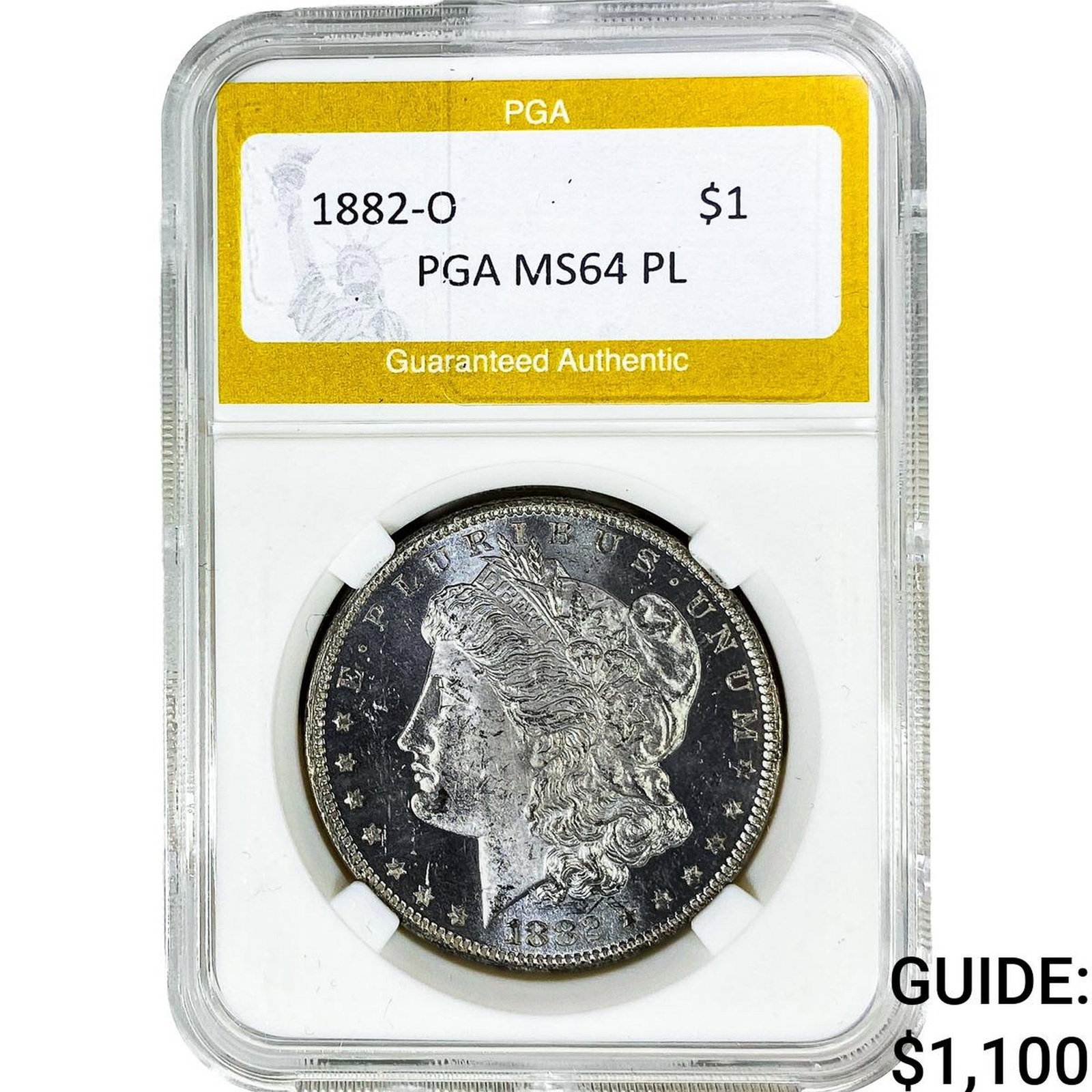 1882-O Morgan Silver Dollar PGA MS64PL: 1882-O Morgan Silver Dollar PGA MS64PL