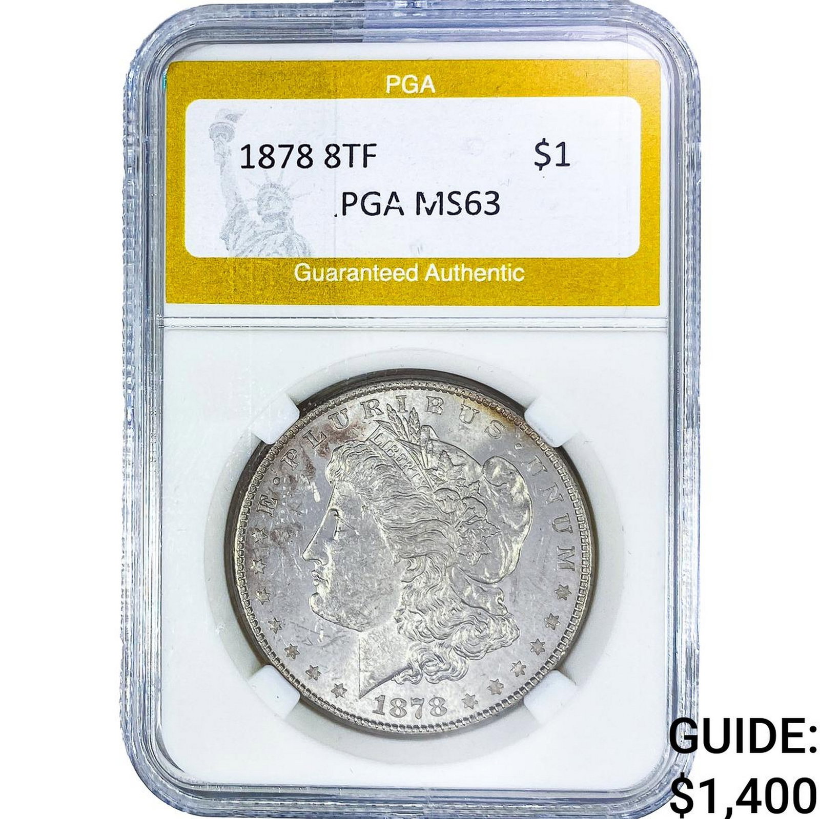 1878 8TF Morgan Silver Dollar PGA MS63: 1878 8TF Morgan Silver Dollar PGA MS63