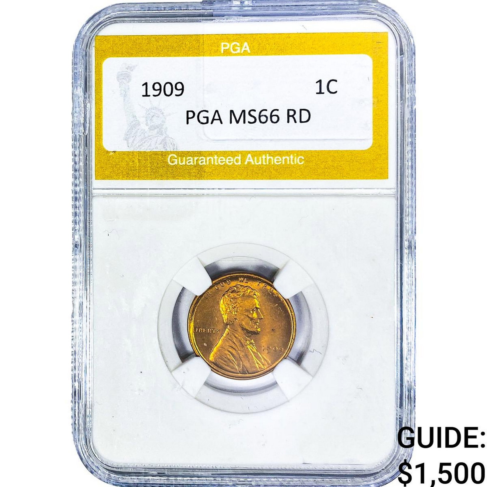 1909 Wheat Cent PGA MS66RD: 1909 Wheat Cent PGA MS66RD