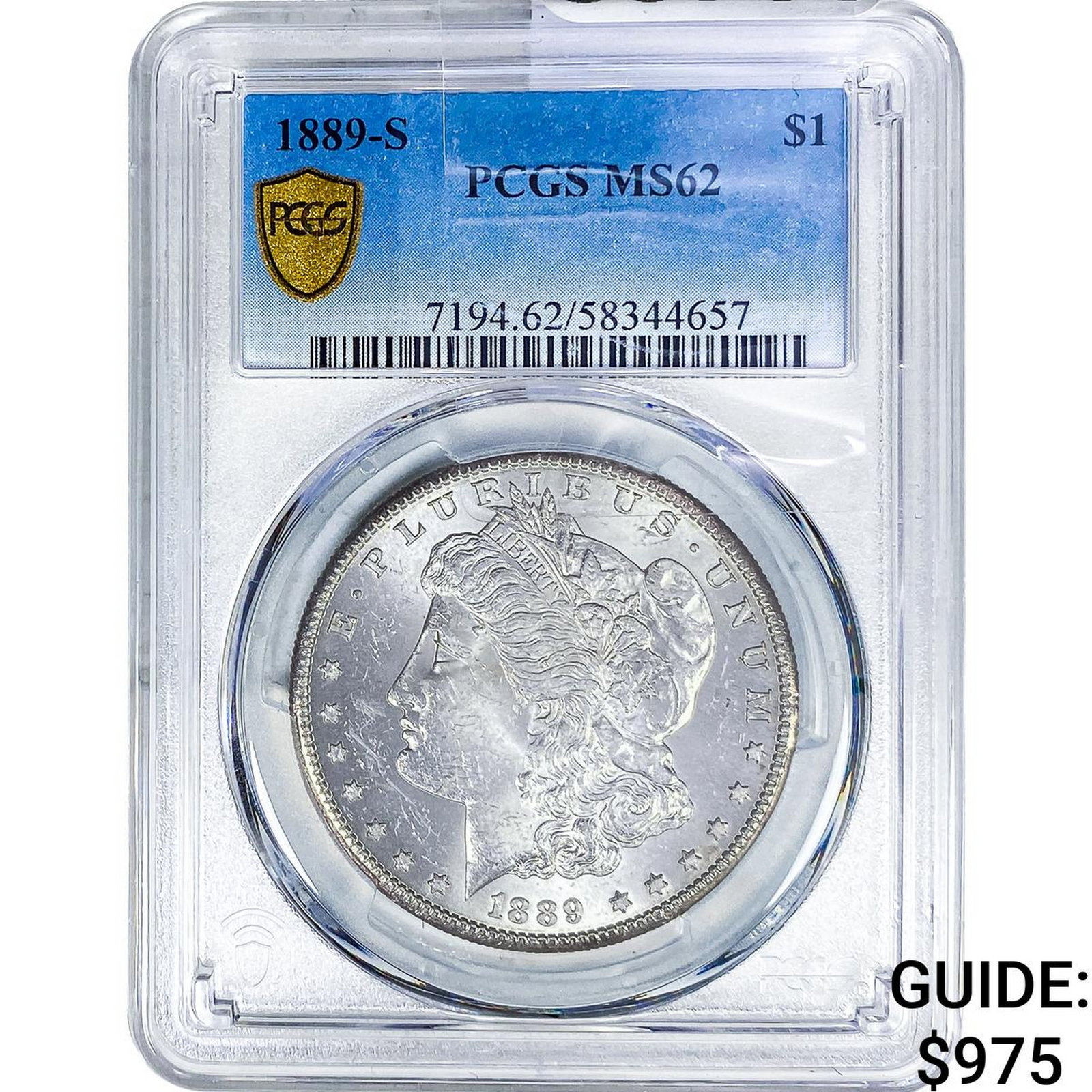1889-S Morgan Silver Dollar PCGS MS62: 1889-S Morgan Silver Dollar PCGS MS62
