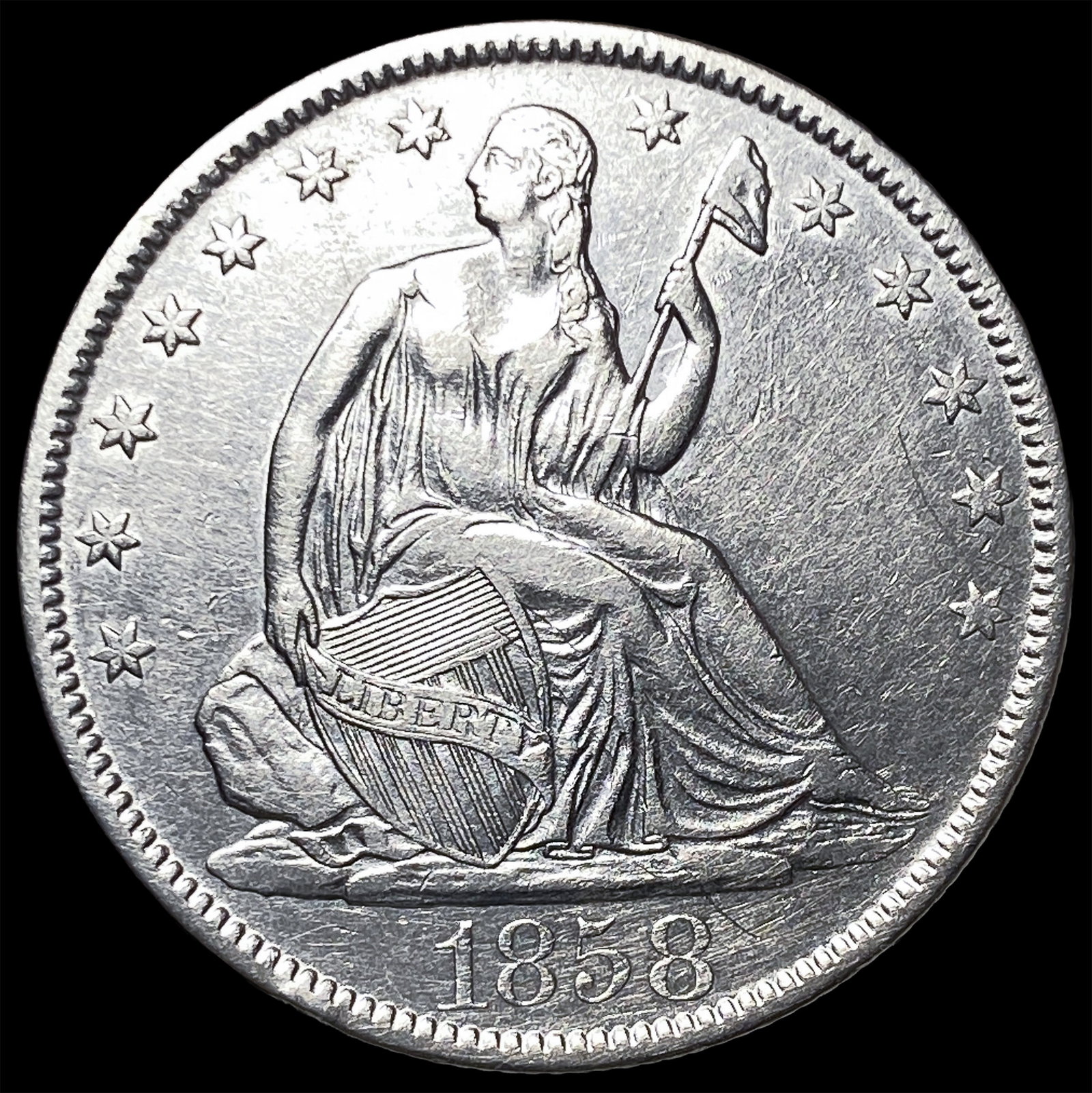1858-O Silver Seated Liberty Half Dollar CHOICE AU (1 of 2)