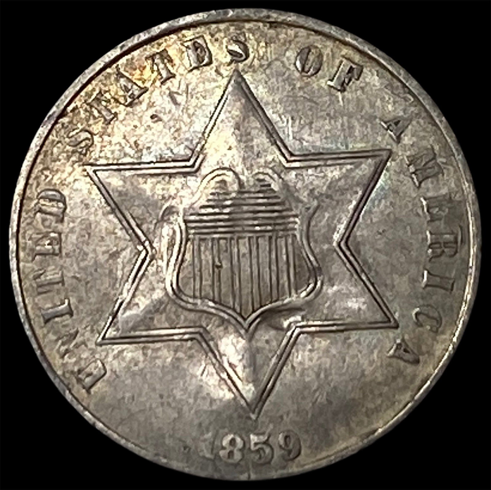 1859 Silver Three-Cent Piece CLOSELY UNCIRCULATED (1 of 2)